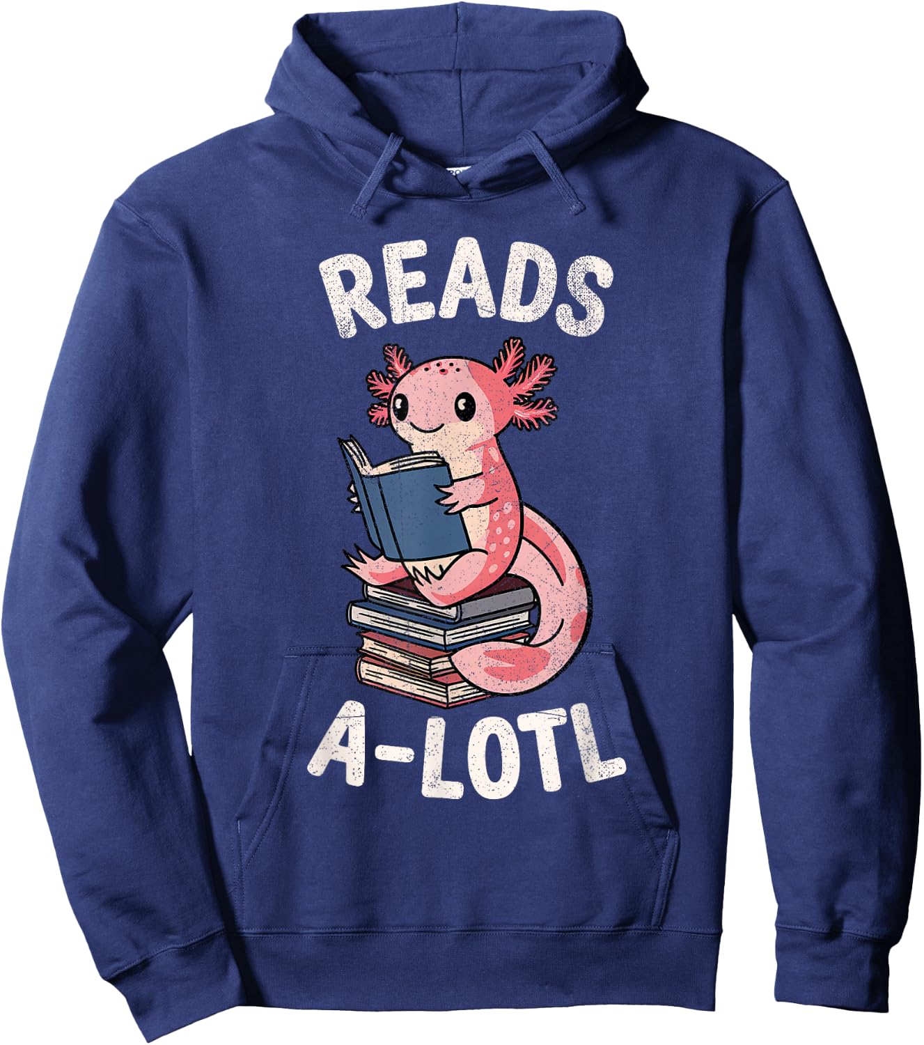 Cute Axolotl Read Alotl Bookworm Boys Girls Kids Hoodie - Hoodie | Navy