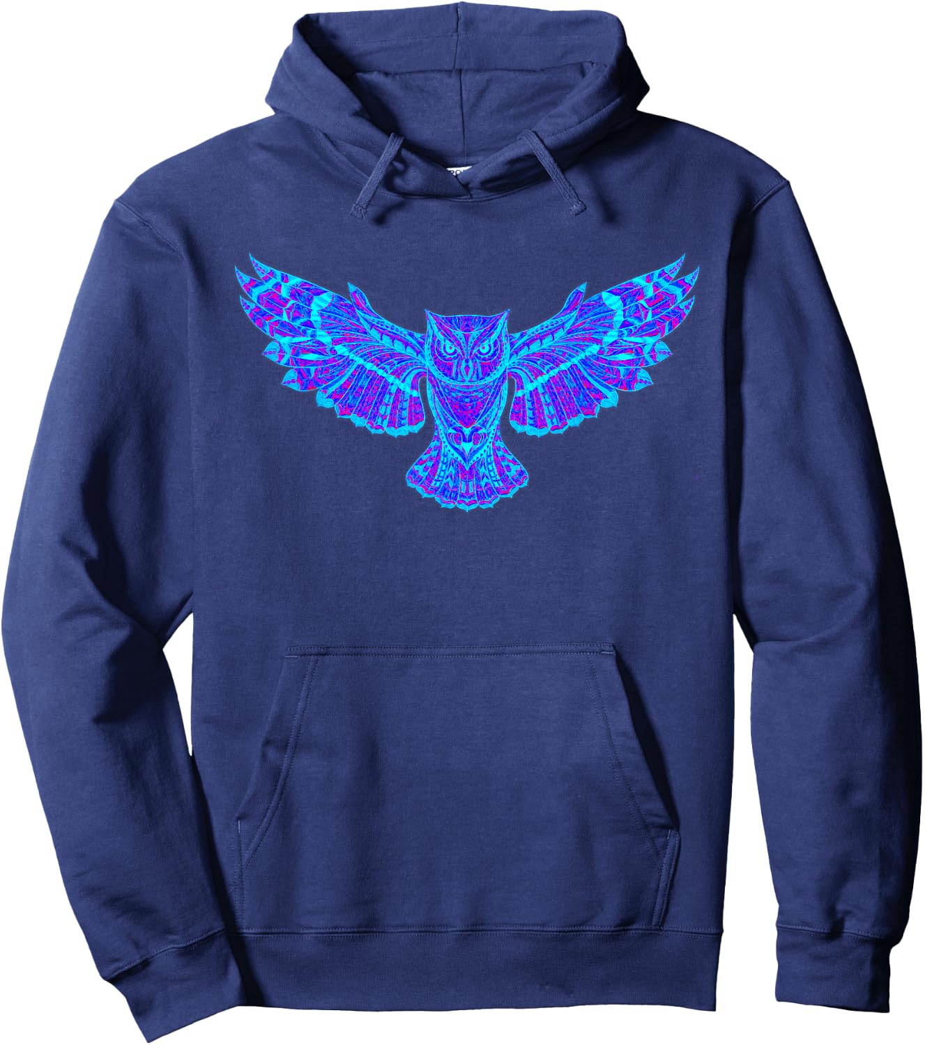 EDM Electronic Dance Techno Owl Rave Large Black Hoodie - Hoodie | Navy