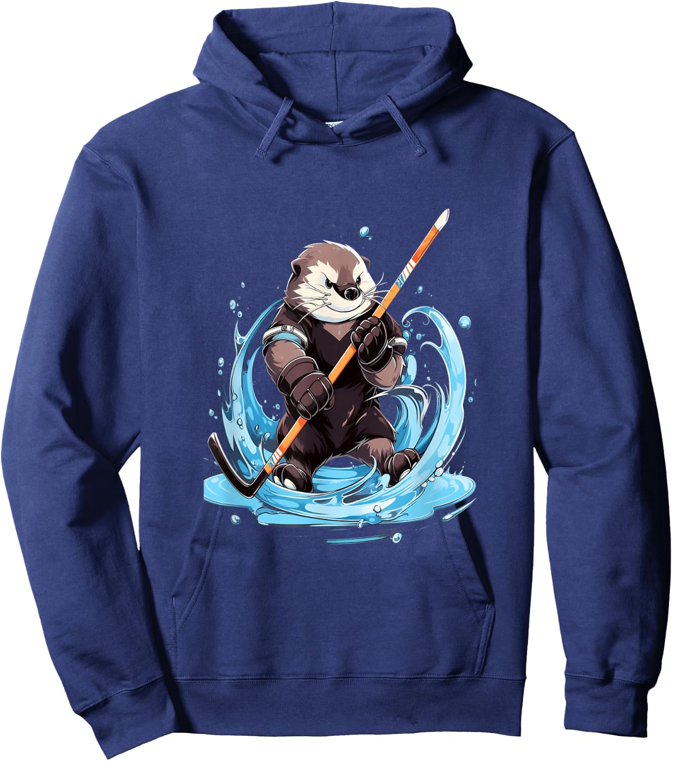 Otter Ice Hockey Player Hockey Stick Goalkeeper Hoodie - Hoodie | Navy