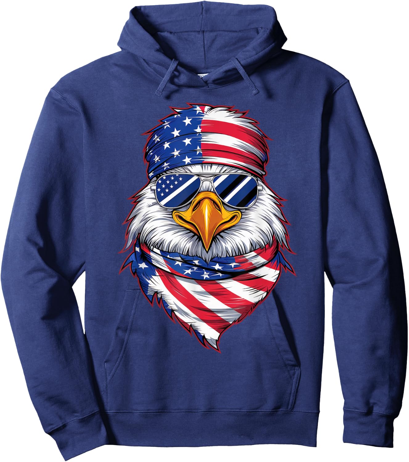 4th of July Patriotic Eagle USA Pride American Flag Hoodie - Hoodie | Navy