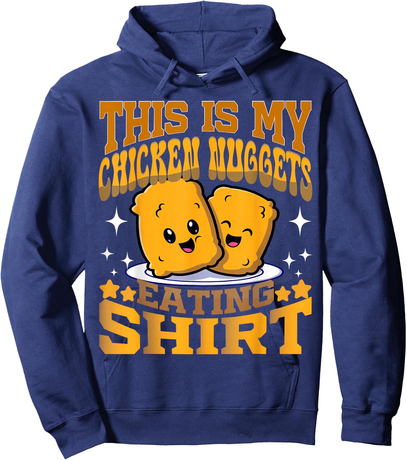 Chicken Nuggets Gifts For Kids -Adults & Kids Black Cartoon Fun Chicken Nugget Lovers Fast Food Hoodie - Hoodie | Navy