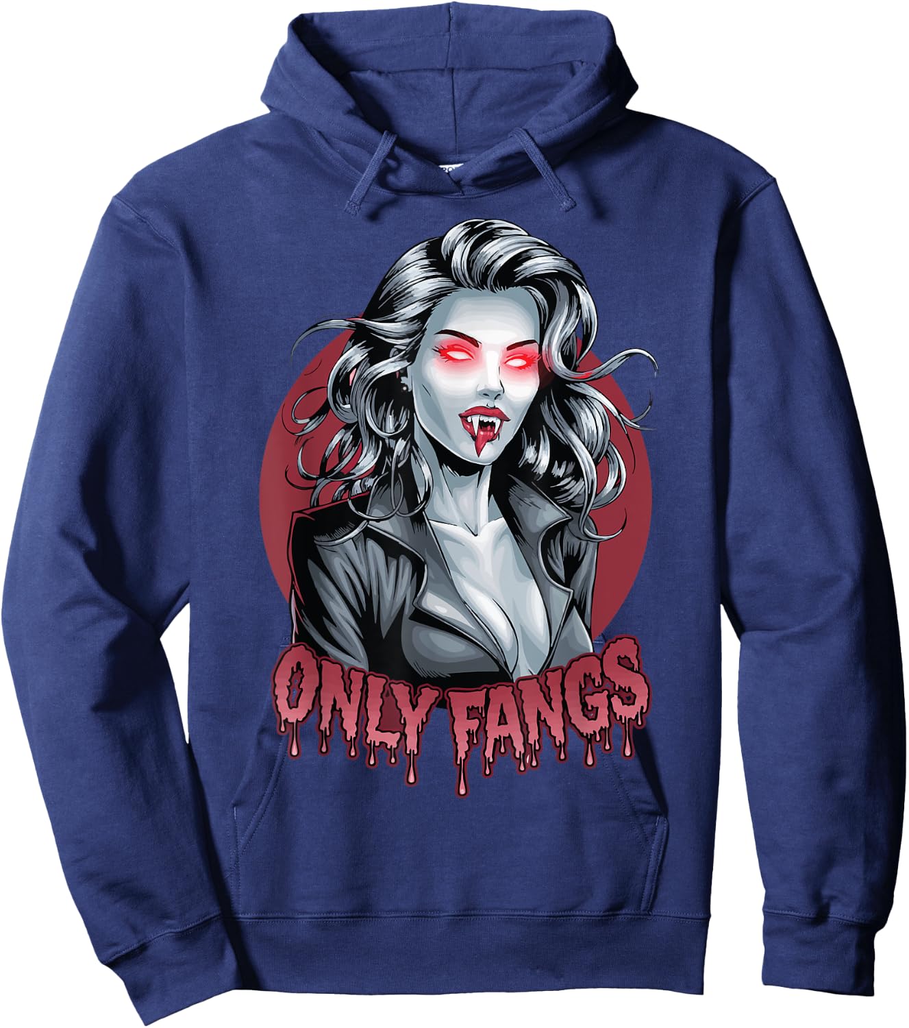 Sexy Vampire Horror Gothic Parody Only Fangs Goth Halloween Hoodie - Hoodie | Navy