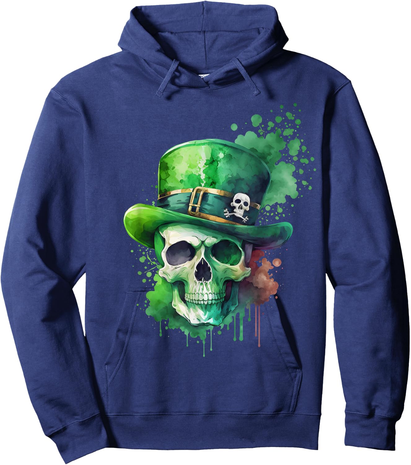 Saint Patricks Day Skull Pirate Green Men's , black Hoodie - Hoodie | Navy