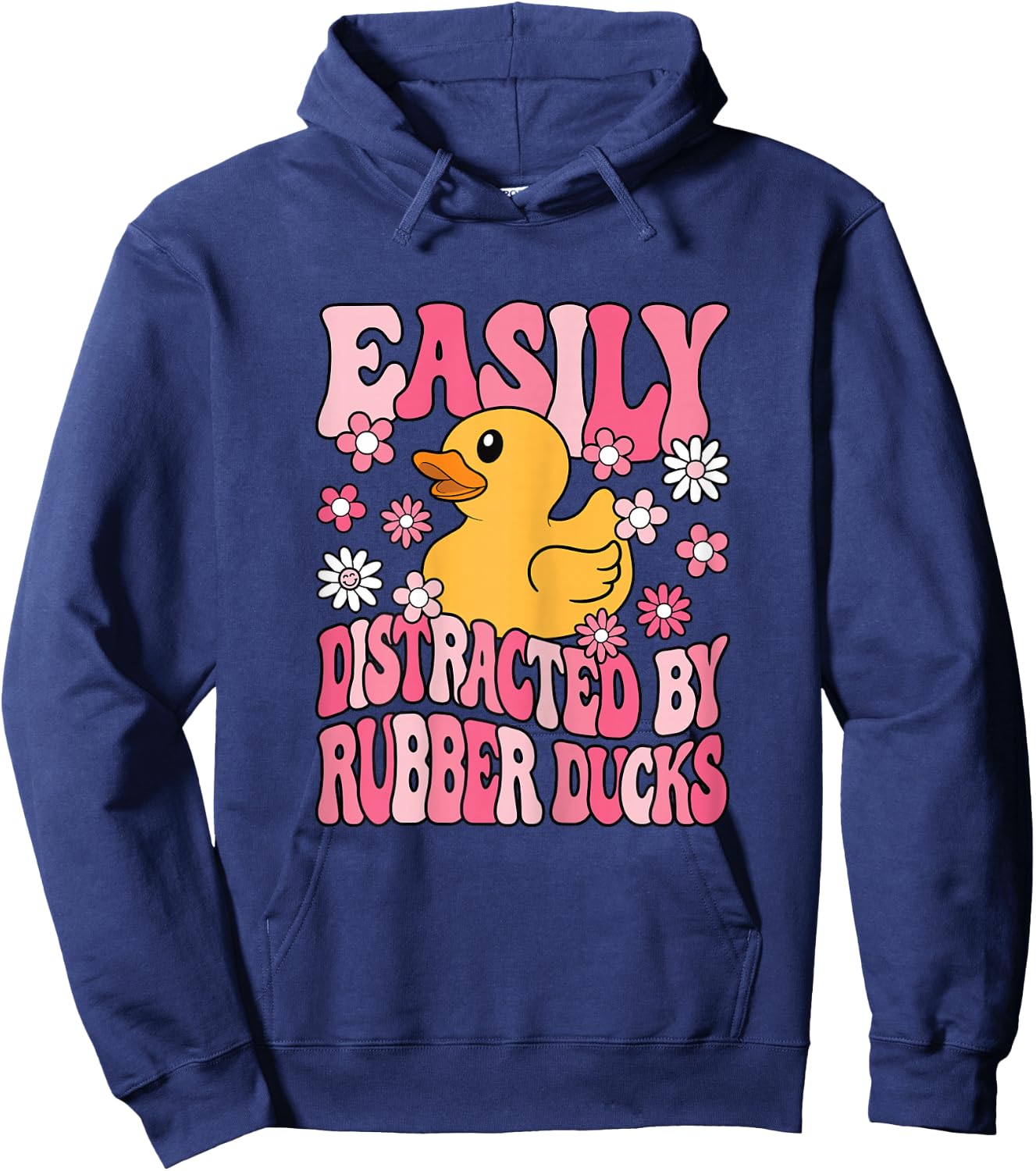 Easily Distracted By Rubber Ducks Cute Women Girls Kids Hoodie - Hoodie | Navy