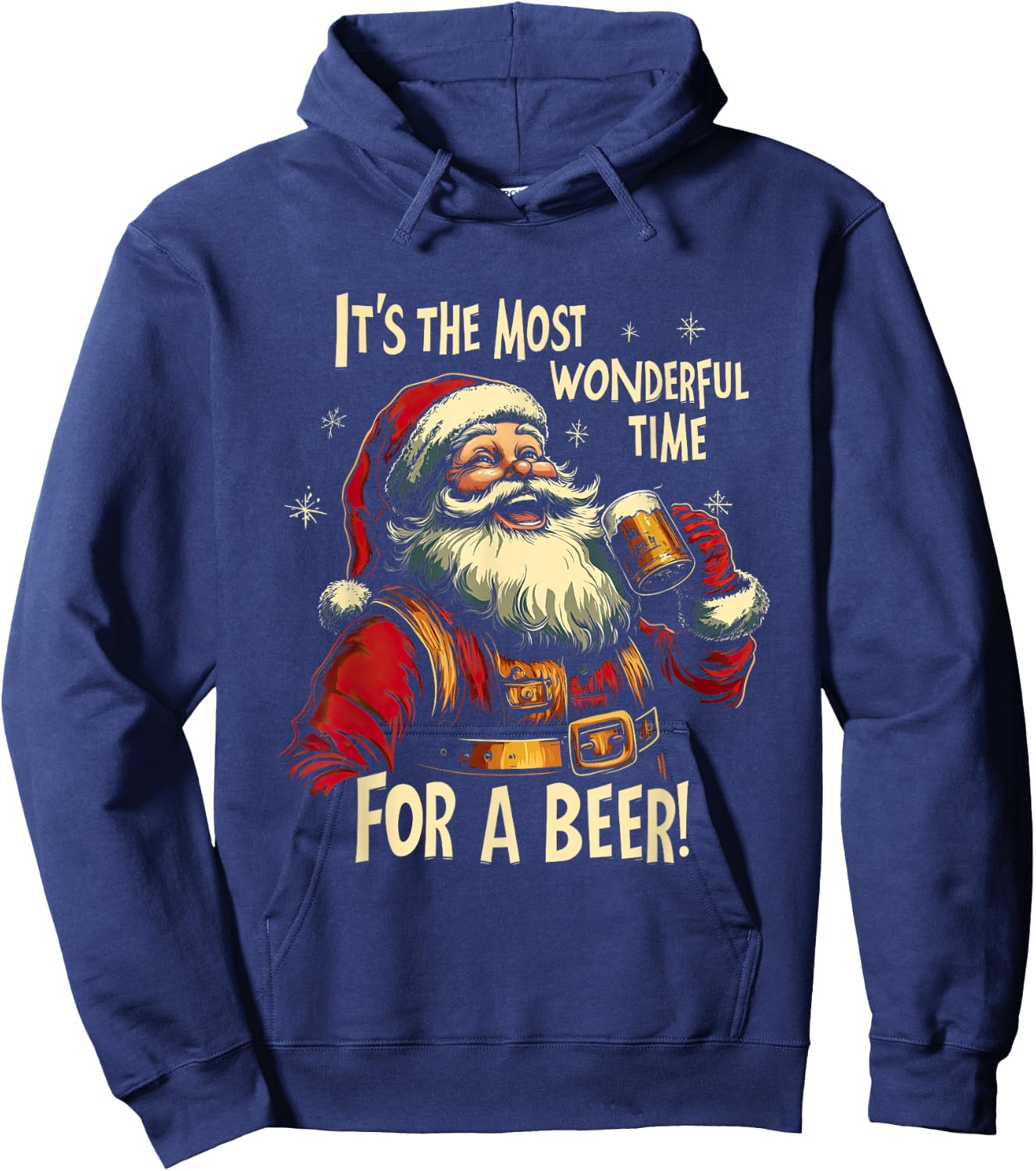 Funny Christmas Beer Drinking Santa Claus Hoodie - Hoodie | Navy
