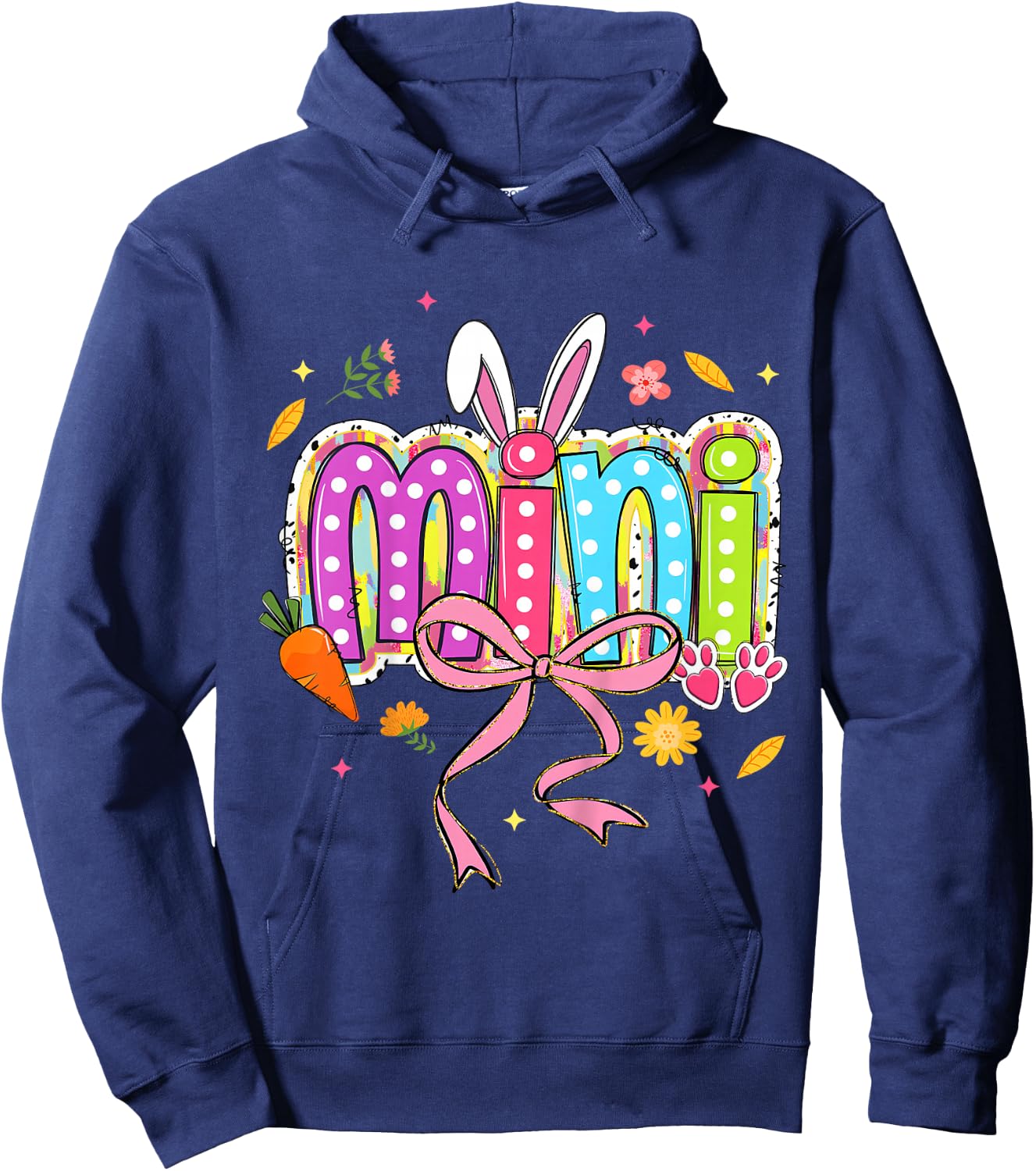 Coquette Bow Mini Bunny Easter Daughter Boho Florals Family Hoodie - Hoodie | Navy