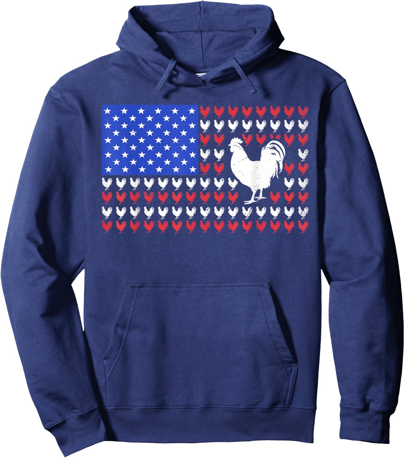 4th of July America USA Flag Chicken Patriotic Men Women Kid Hoodie - Hoodie | Navy