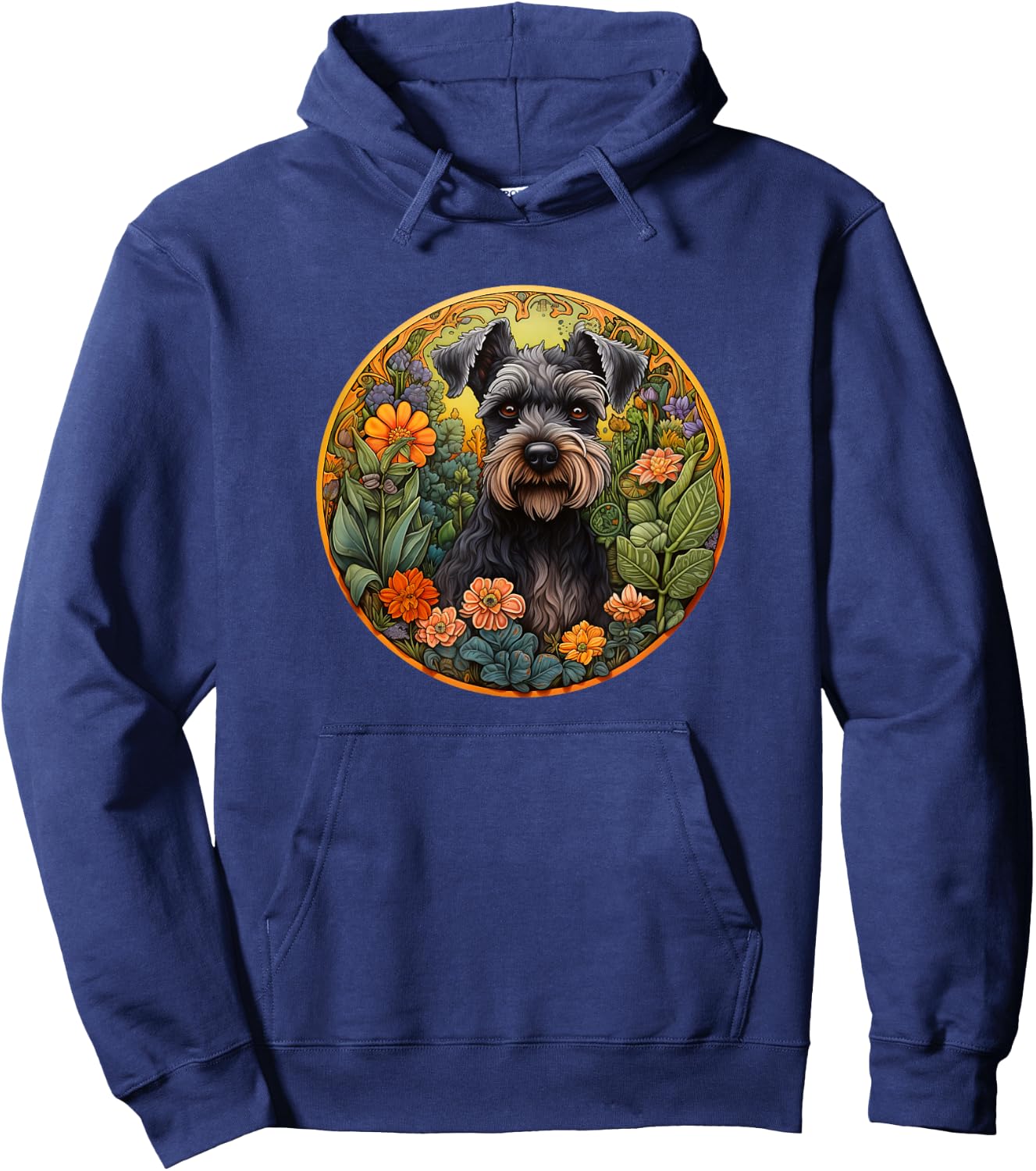 Girls Cute Flowers Floral Miniature Schnauzer Lover Hoodie - Hoodie | Navy
