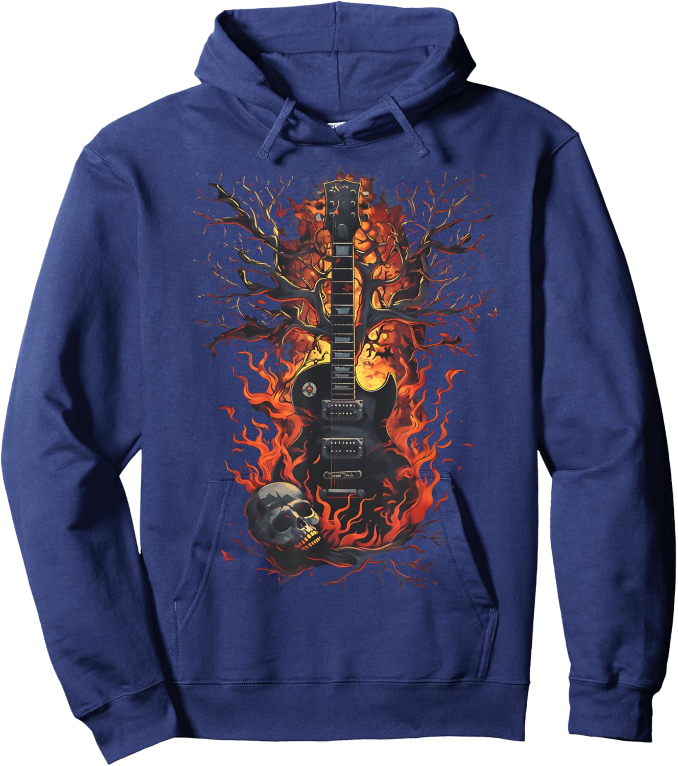 Guitare électrique groupe de musiciens en metal crâne et Hoodie - Hoodie | Navy