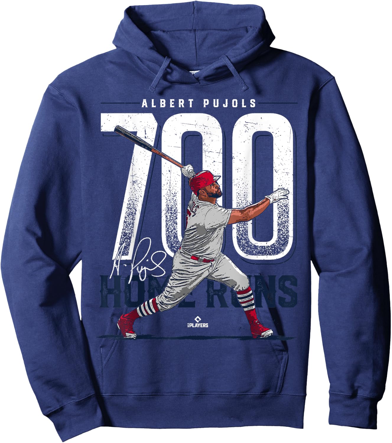 BallPark MVP Albert Pujols 700 Home Runs St Louis MLBPA -Adults & Youth Black Cotton Short Sleeve Hoodie - Hoodie | Navy