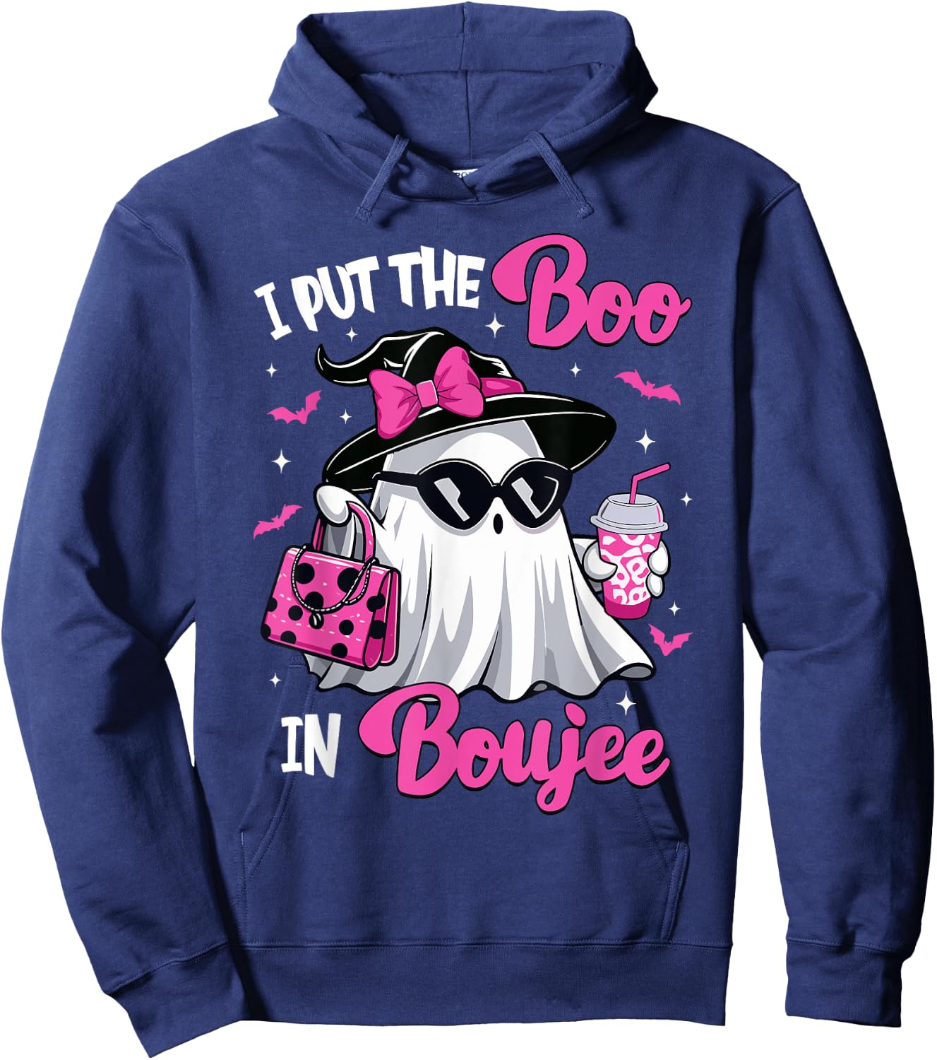 Boujee Boo Jee Spooky Ghost Pink Halloween Pumpkin Costumes Hoodie - Hoodie | Navy
