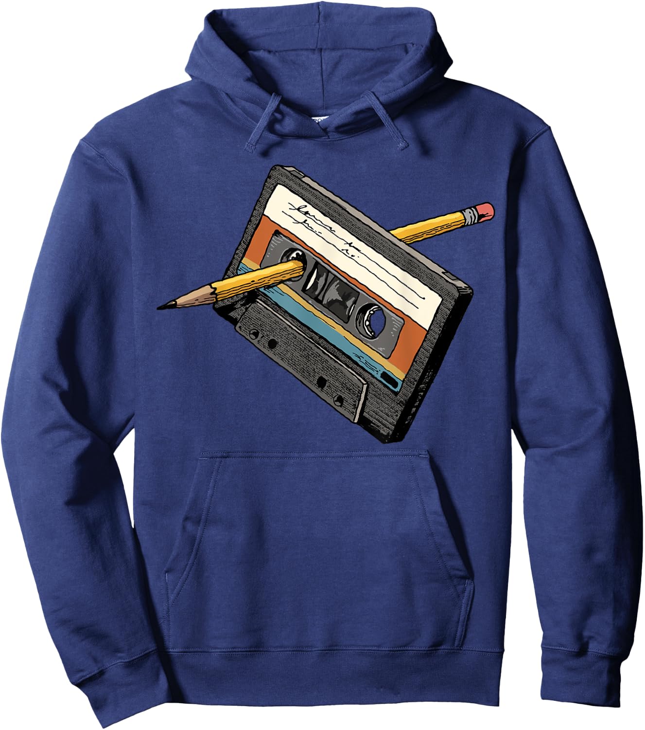 Rewind 80s Shirt Funny Rewind Cassette Pencil Vintage Hoodie - Hoodie | Navy
