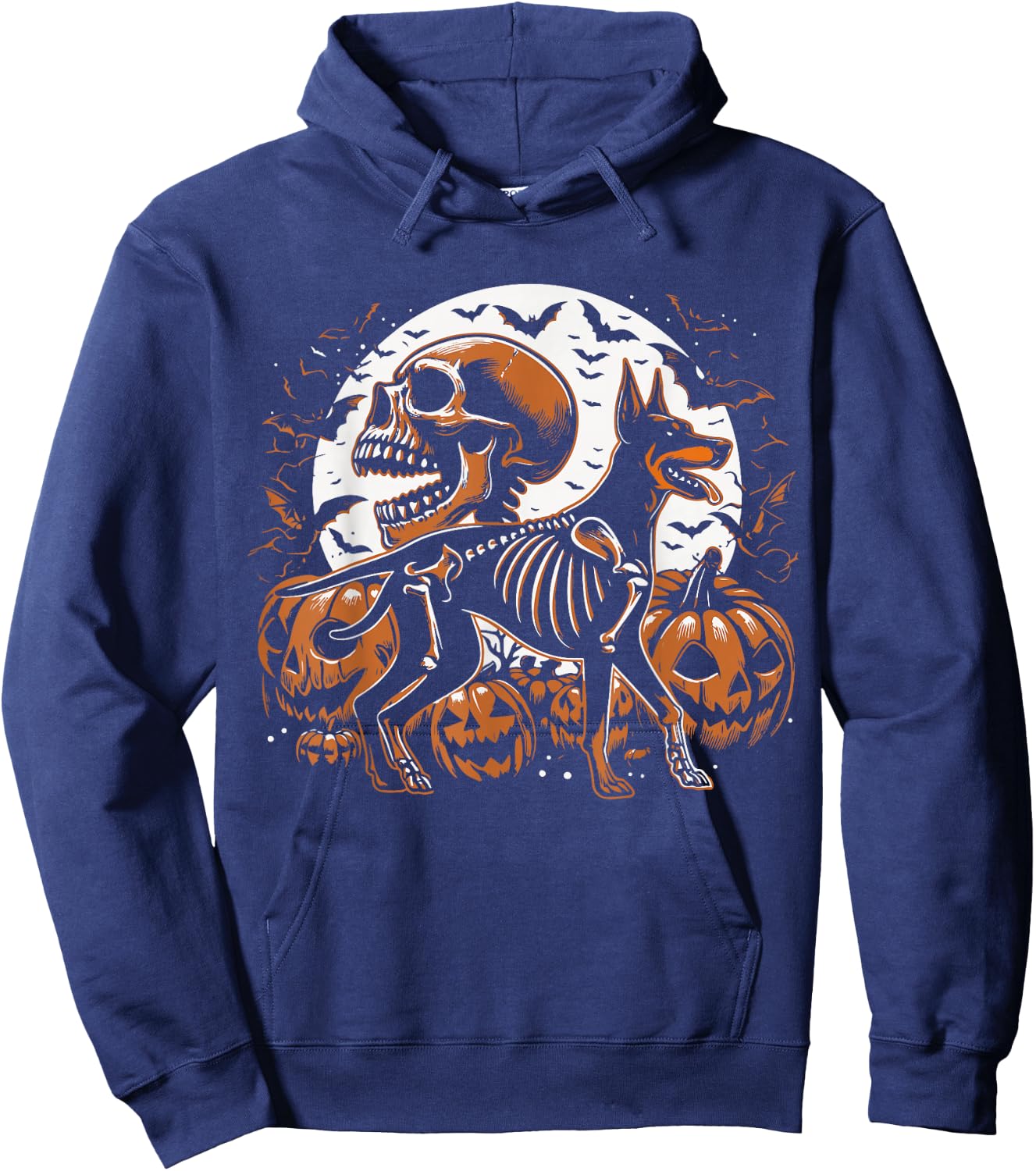 Halloween Skeleton Walking Skeletal Doberman Dog Hoodie - Hoodie | Navy