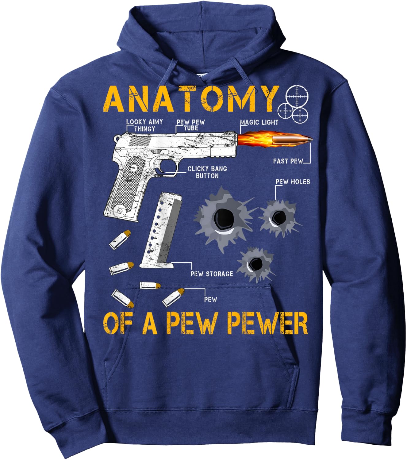 Anatomy Of A Pew Pewer | On Back | Triggernometry Gun Gift Hoodie - Hoodie | Navy