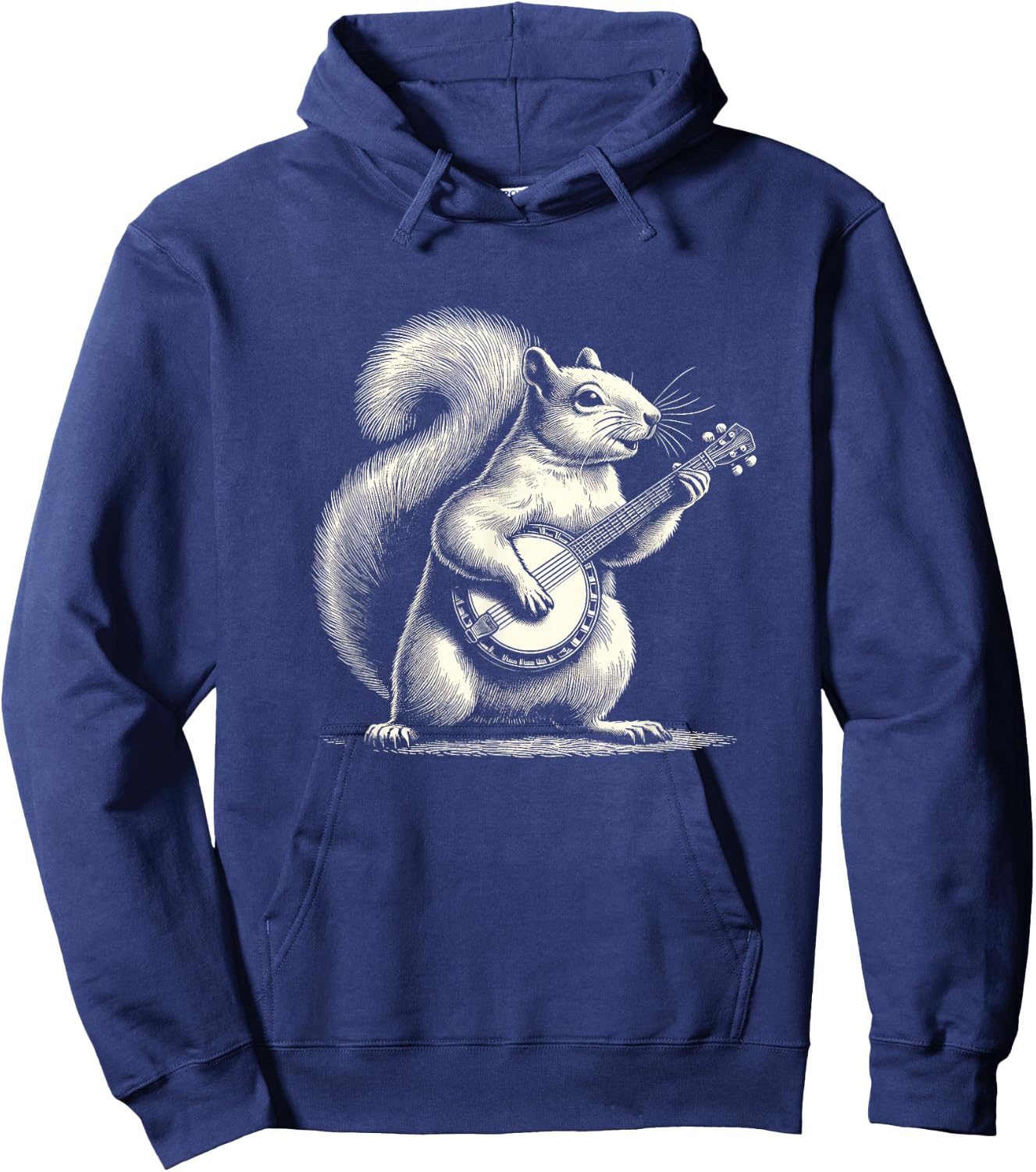 Squirrel Playing Banjo Graphic Art Design Hoodie - Hoodie | Navy