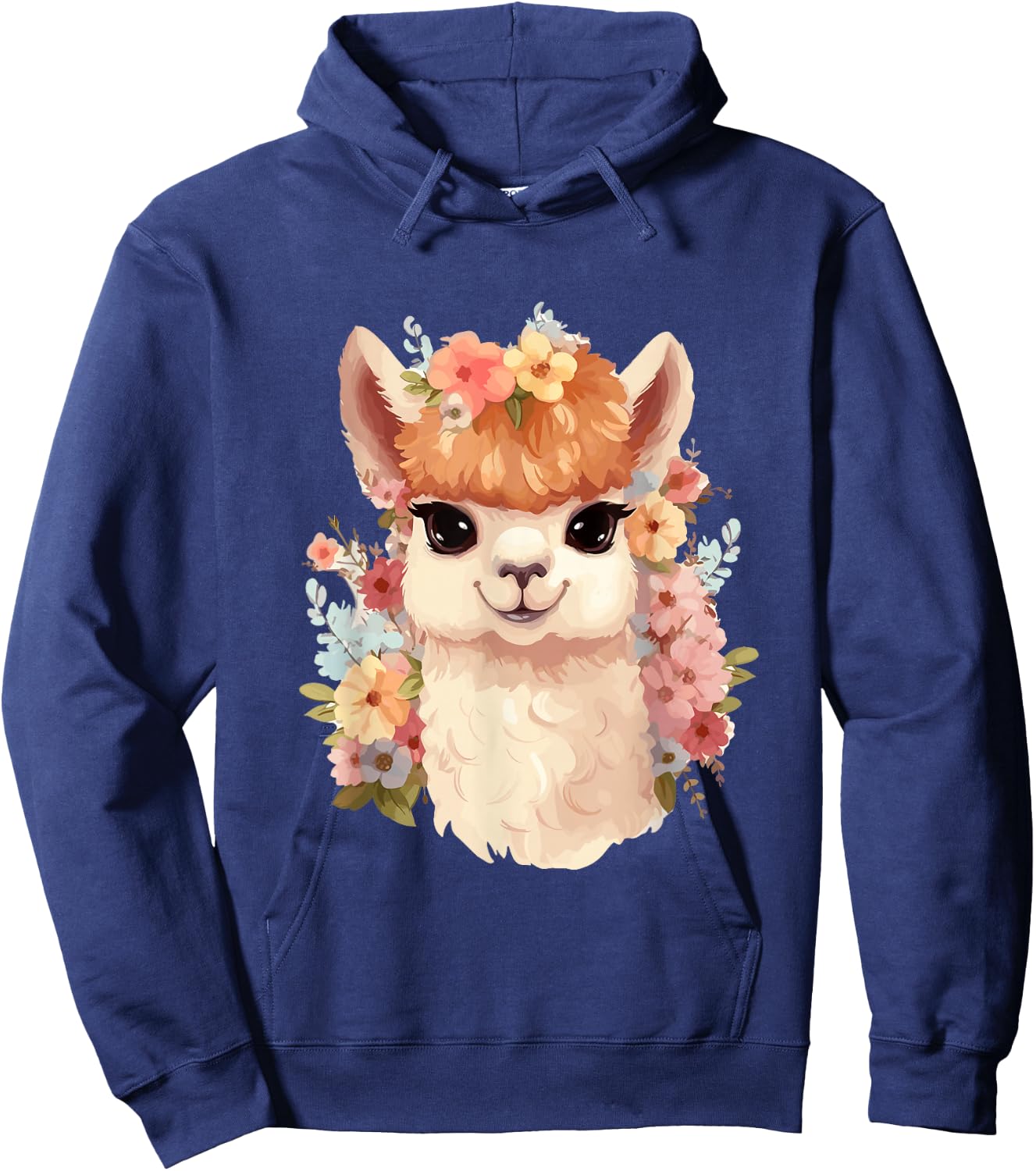 Alpaca with flowers, cute alpaca and llama Hoodie - Hoodie | Navy