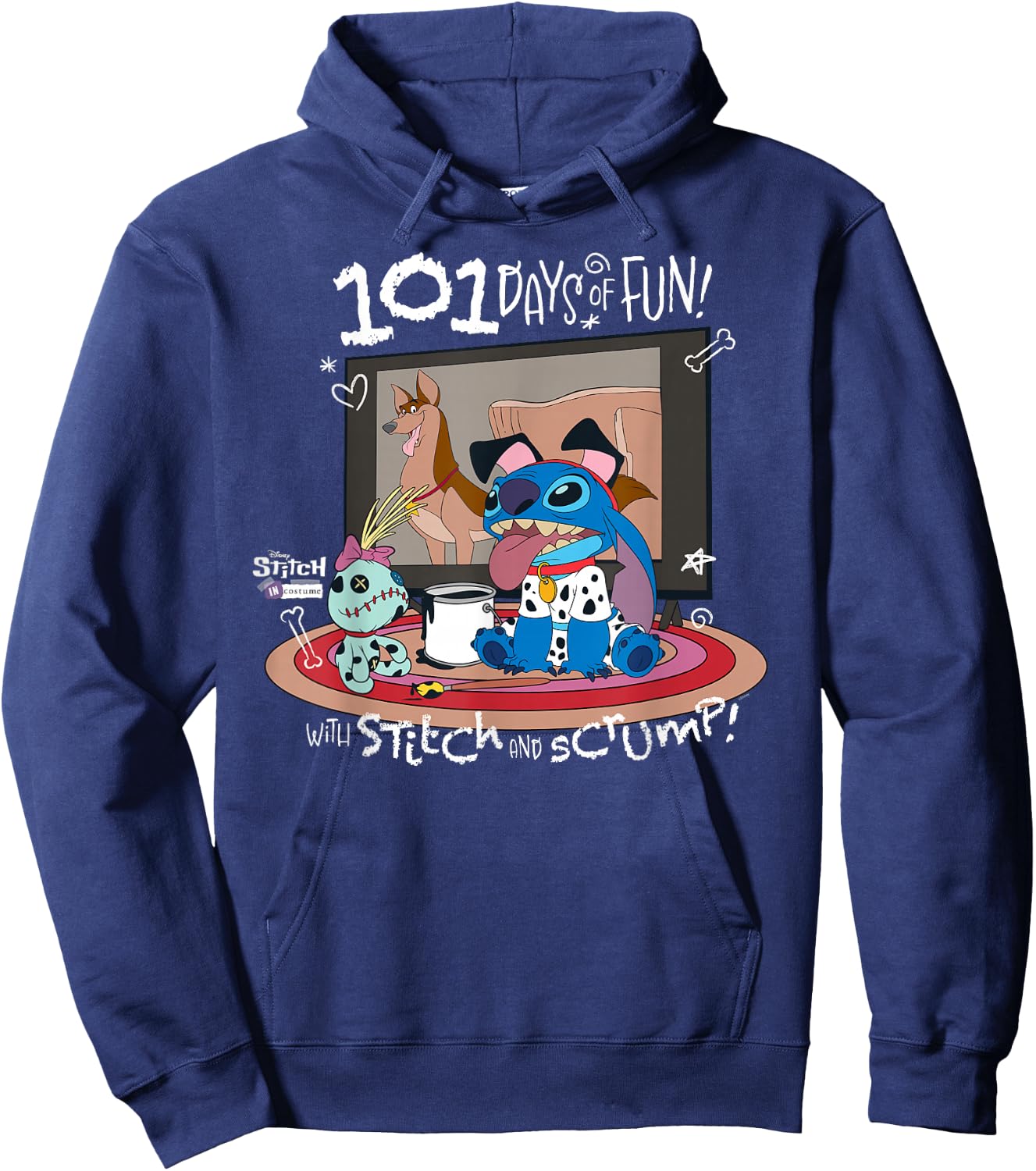 Disney 100 Stitch in Costume 101 Dalmatians Fun & Scrump Hoodie - Hoodie | Navy