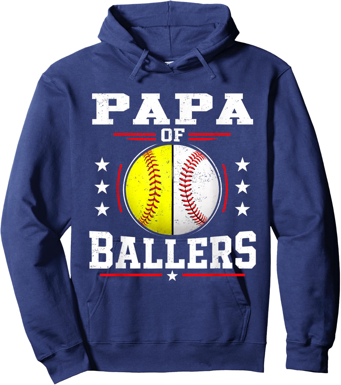 Papa of Ballers Baseball Softball Papa Hoodie - Hoodie | Navy