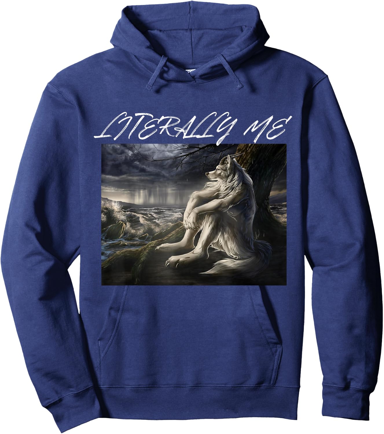 Literally Me Funny Alpha Werewolf Werewolf Meme , Black, S Hoodie - Hoodie | Navy