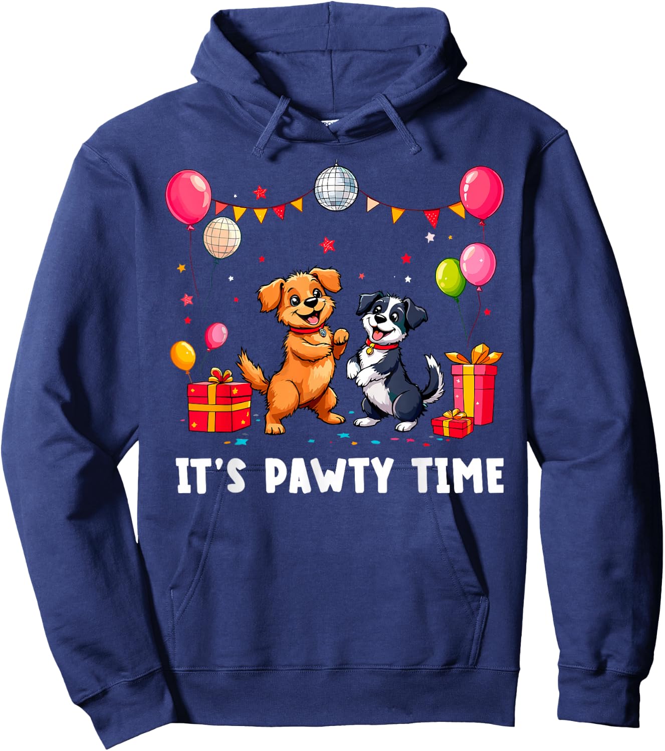 It's Pawty Time Dog's Birthday Party Funny Dog Holiday Hoodie - Hoodie | Navy