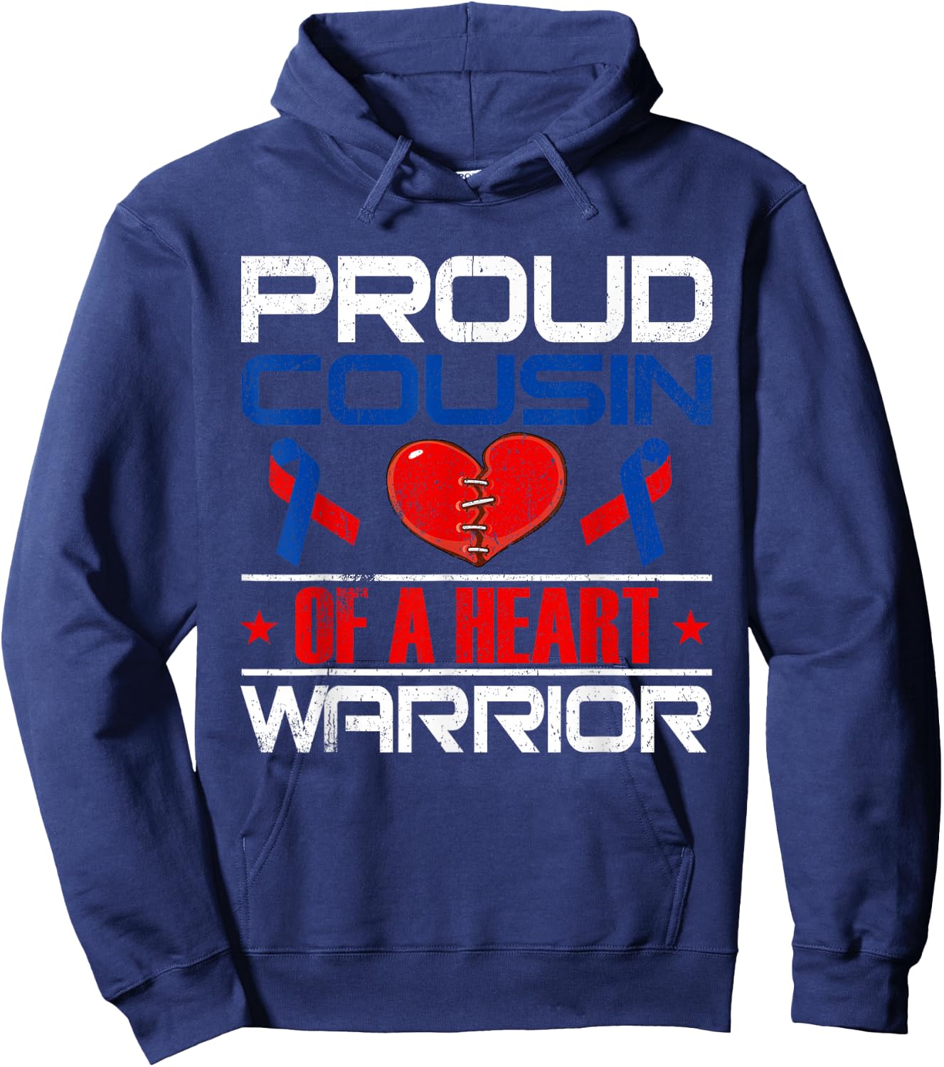 Proud Cousin Of A Heart Warrior Congenital Defect Awareness Hoodie - Hoodie | Navy