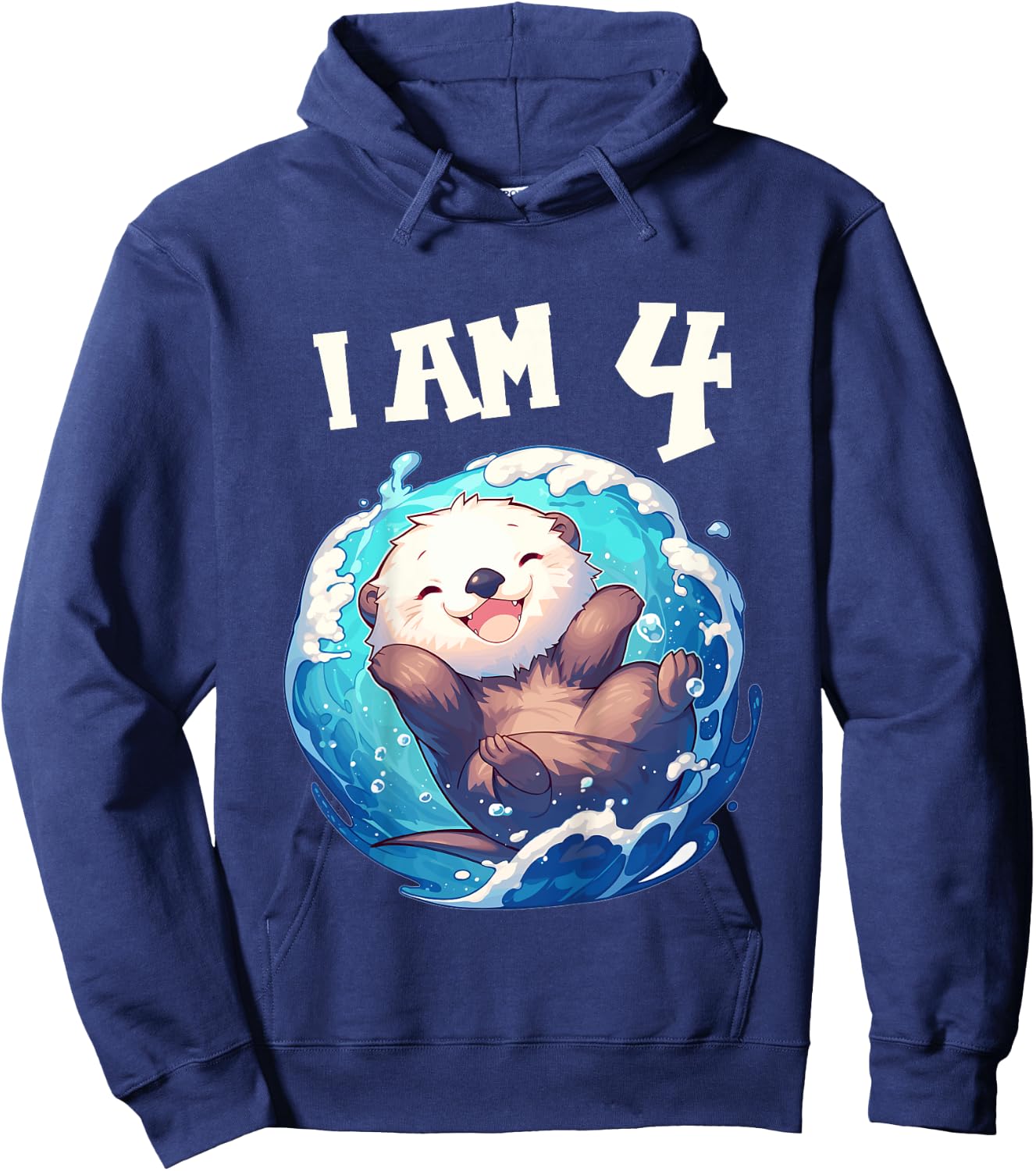 Kids 4 Years old 4 birthday Sea Otters Boy Girl Sea Otter Hoodie - Hoodie | Navy