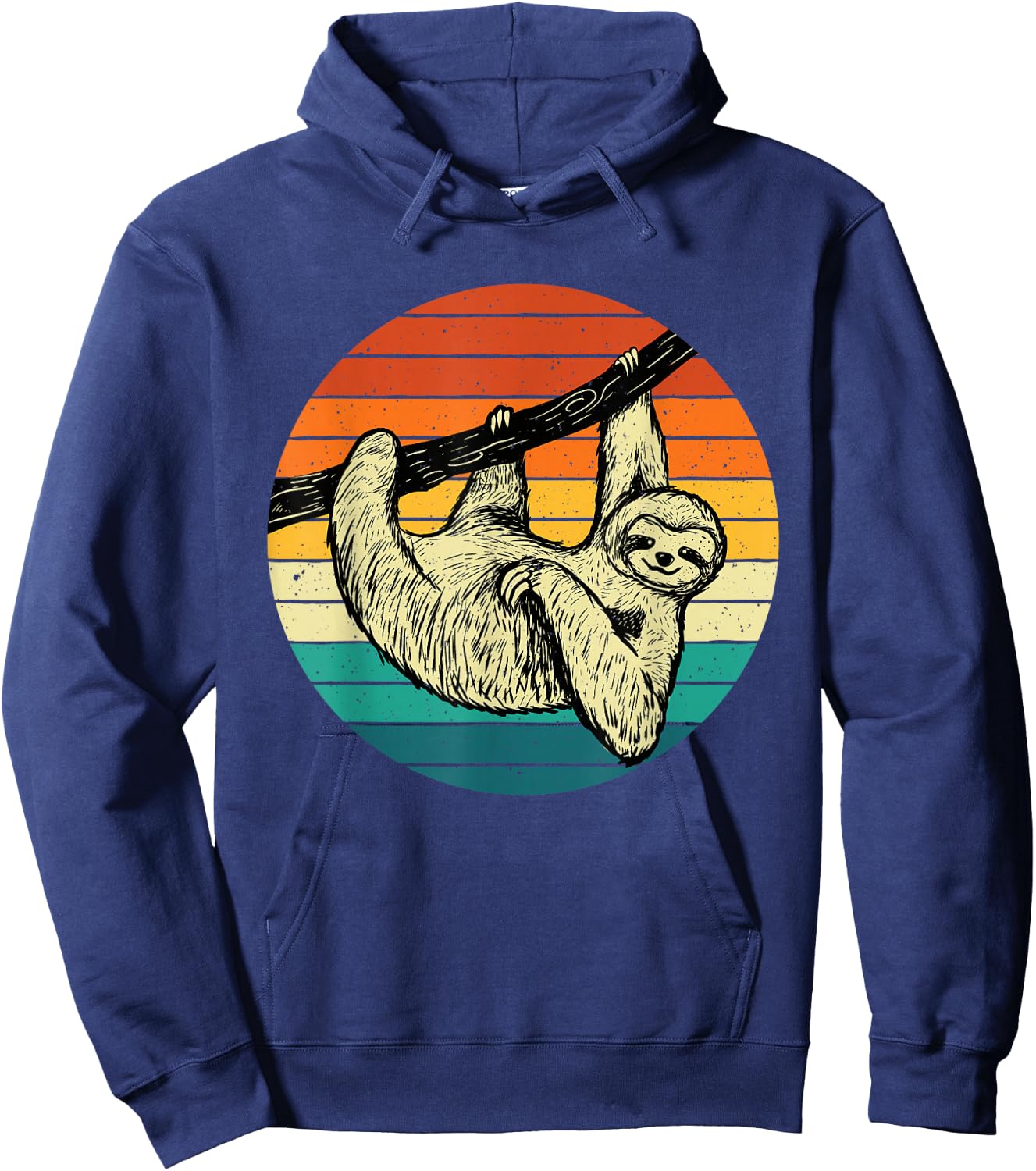 Sloth Hugging Branch - Retro Vintage Animal Lover Zookeeper Hoodie - Hoodie | Navy