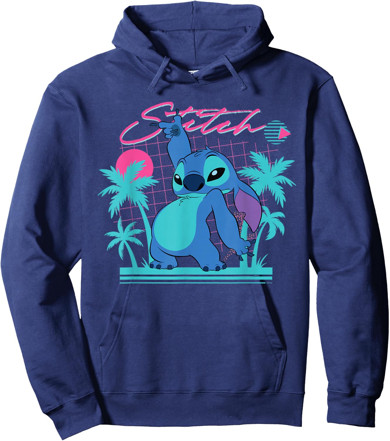 Disney Stitch Retro '90s Couples Matching Valentine's Stitch , Black, S Hoodie - Hoodie | Navy