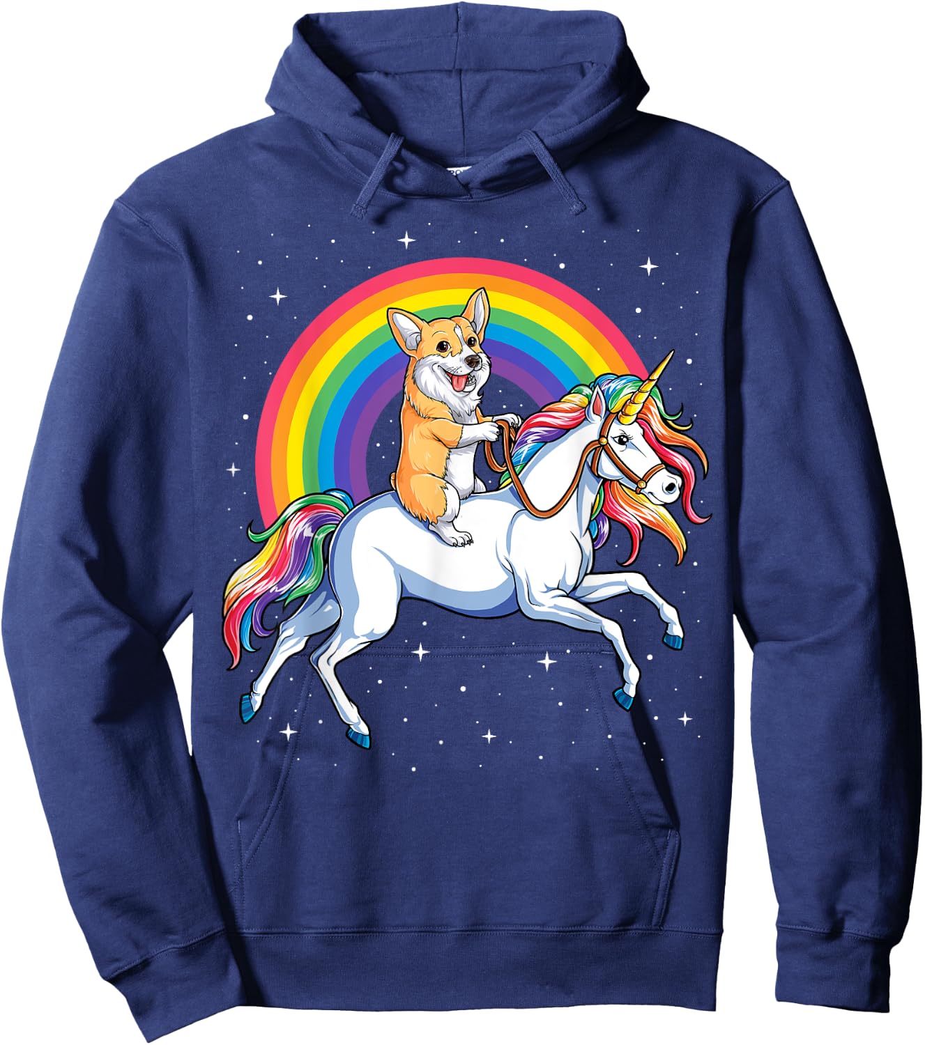 Corgi Unicorn T shirt Girls Space Galaxy Rainbow Corgicorn Hoodie - Hoodie | Navy