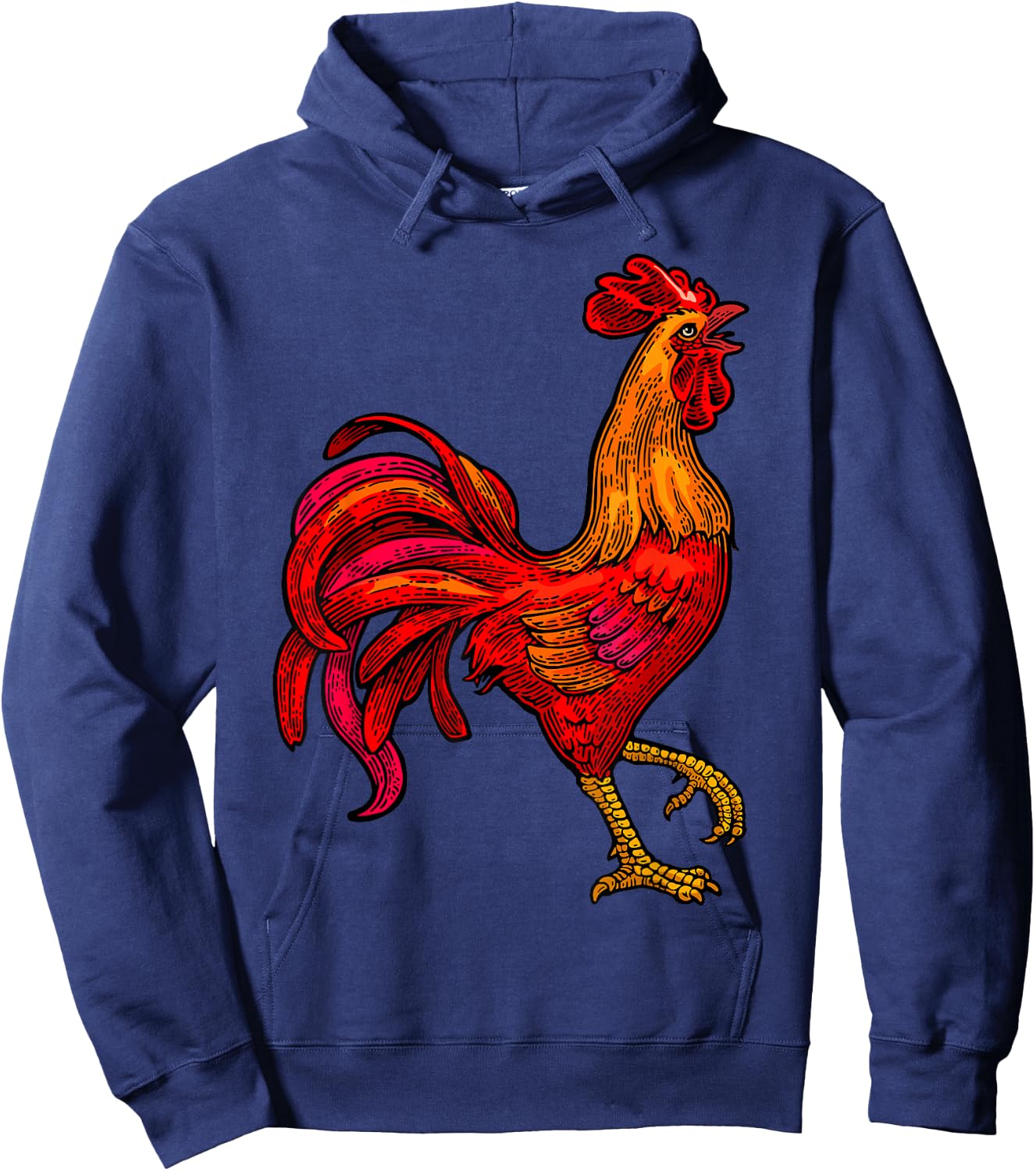 Red Rooster Graphic Vintage Chicken Farmer Hoodie - Hoodie | Navy