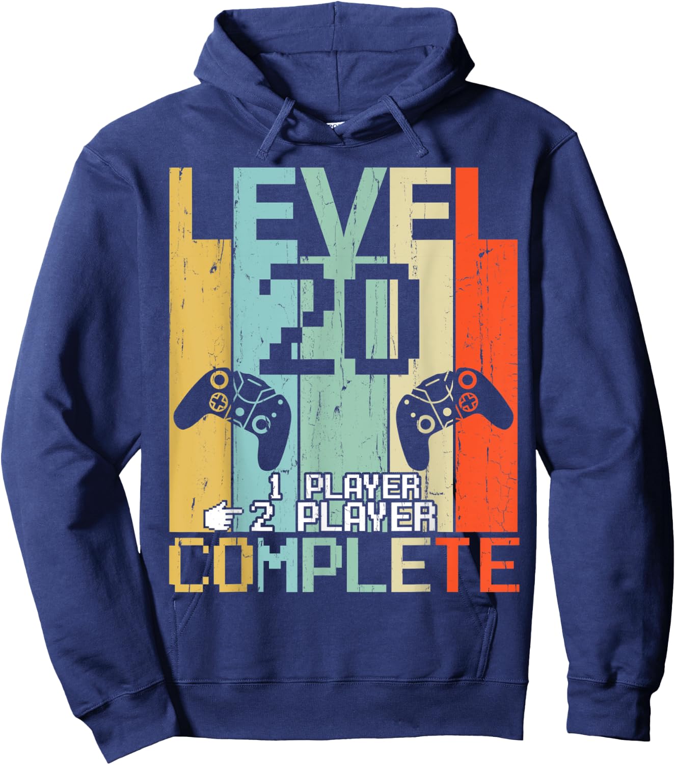 Level 20 Years Complete Gamer Couple Vintage Retro Shirt Hoodie - Hoodie | Navy