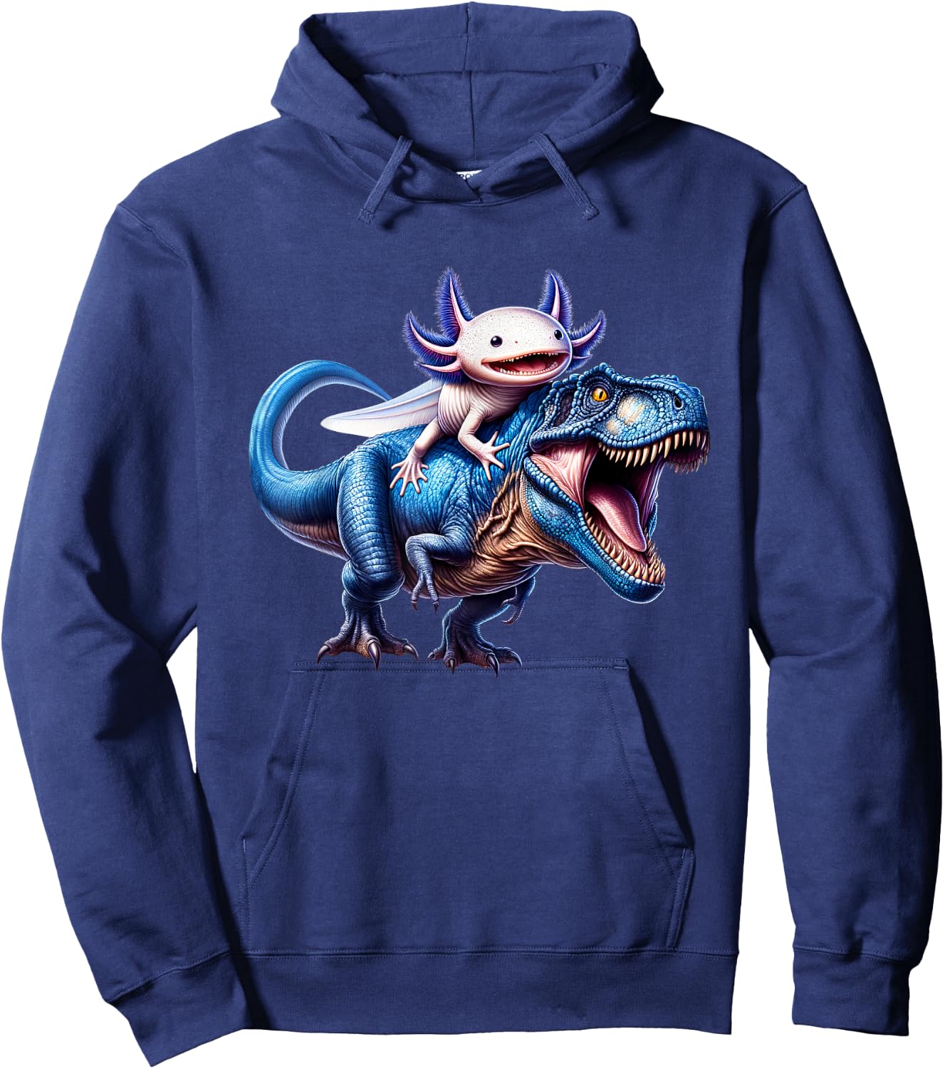 Axolotl Riding T-Rex Dinosaur Lover Hoodie - Hoodie | Navy