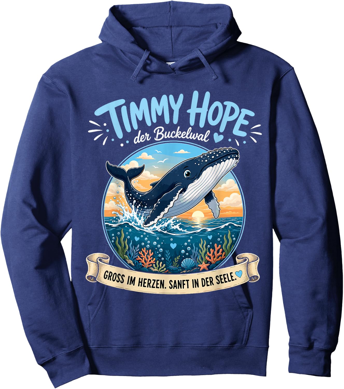 Timmy Hope Buckelwal Wal Meer Ozean Natur Design Hoodie - Hoodie | Navy