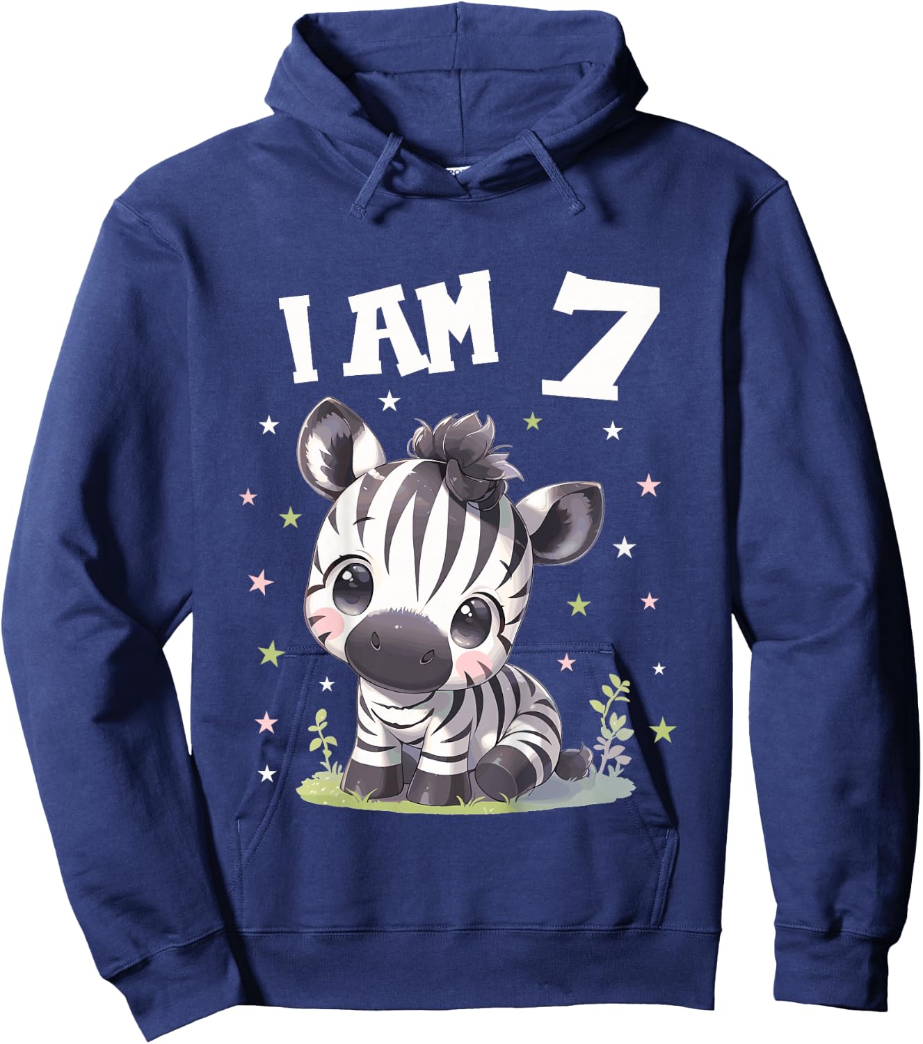 Kids 7 Years old 7 birthday Zebras Boy Girl Zebra Hoodie - Hoodie | Navy