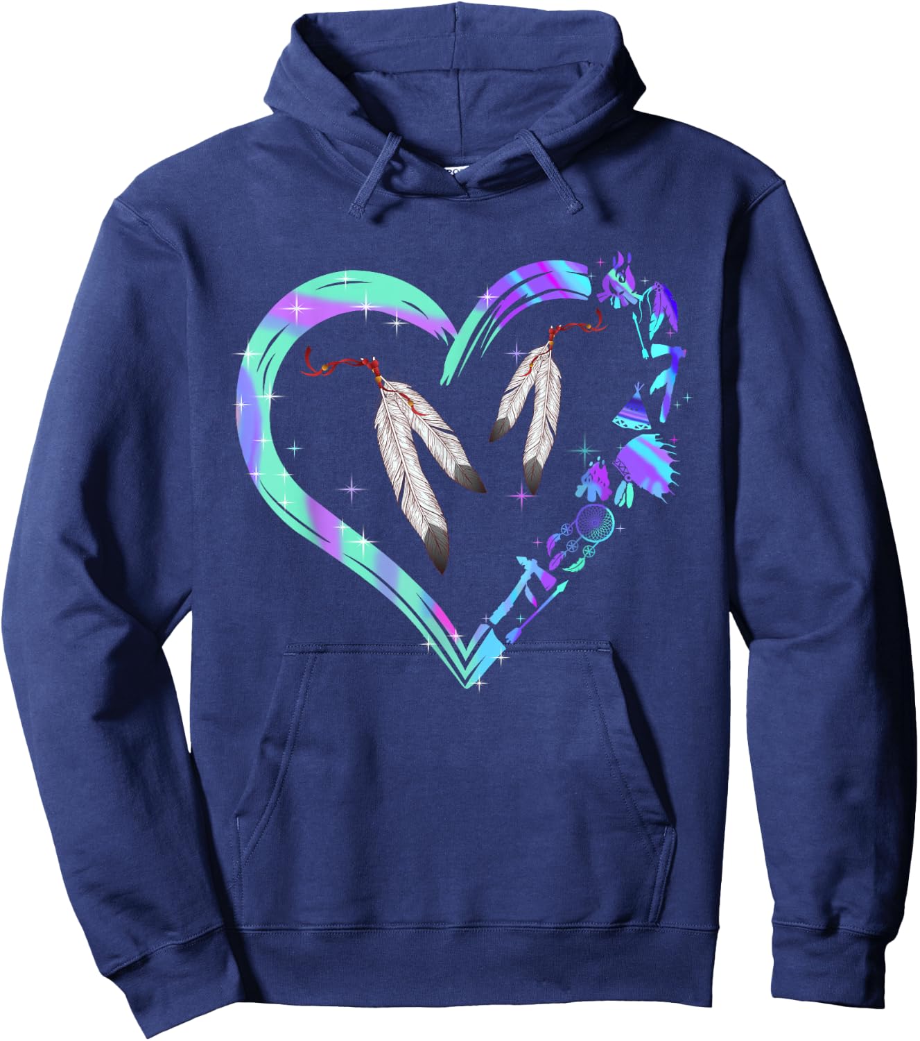 Native Colorful Ancestral Connection Hoodie - Hoodie | Navy