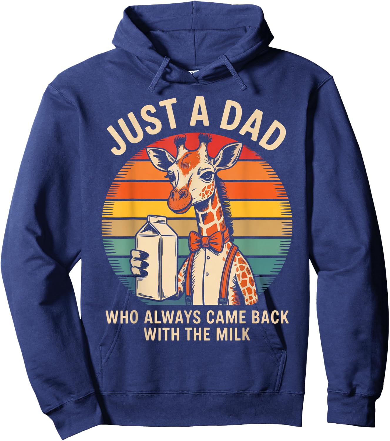 Just a Dad Who Came Back With the Milk Giraffe Design Hoodie - Hoodie | Navy
