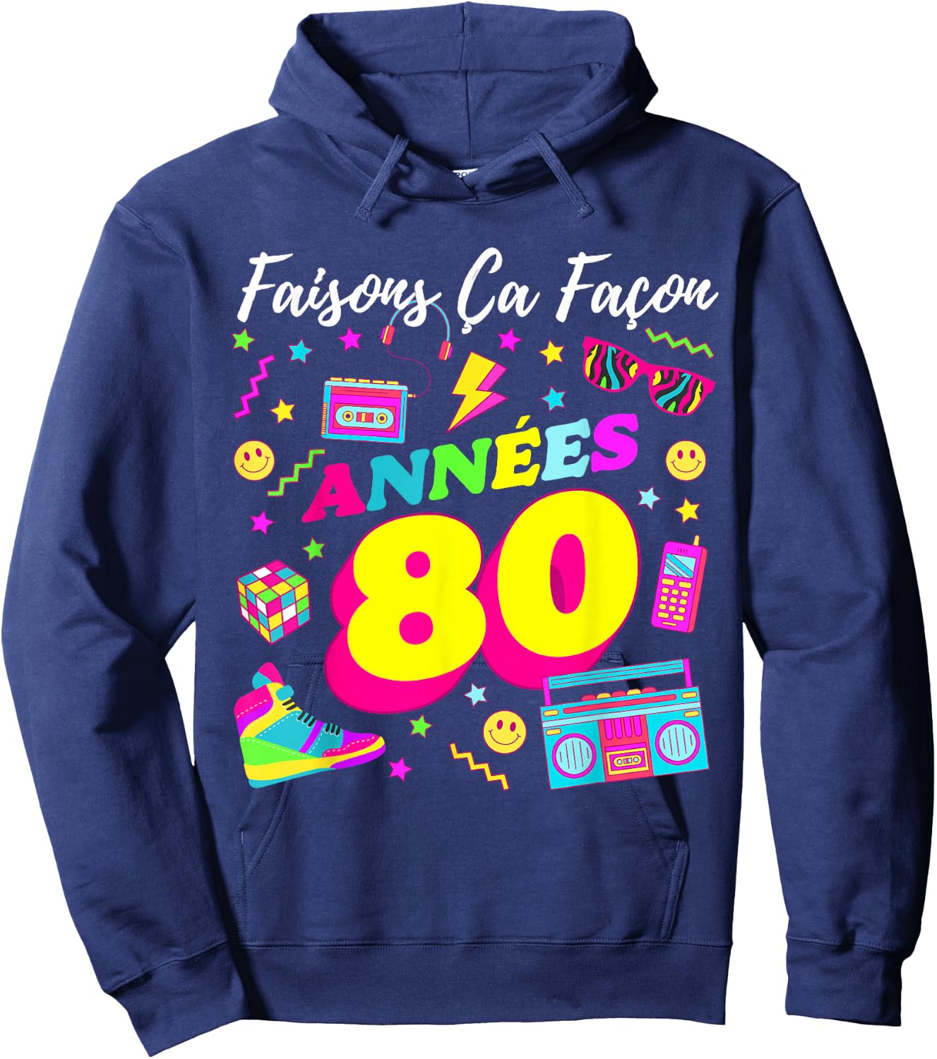 Party 80s Birthday Party 80s Retro Style , Black, S Hoodie - Hoodie | Navy