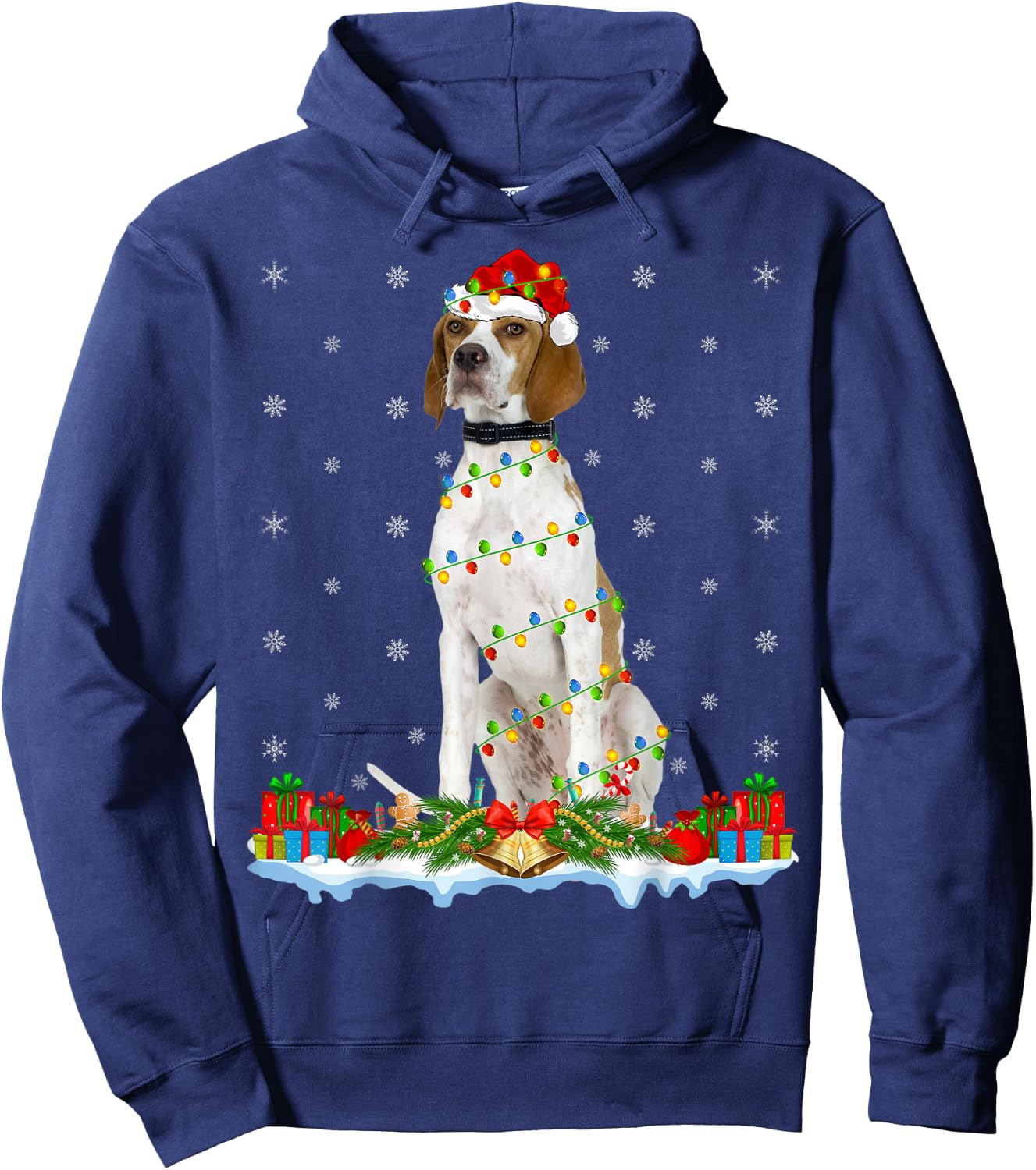 English Pointer Dog Xmas Lighting English Pointer Christmas Women Kids Hoodie - Hoodie | Navy