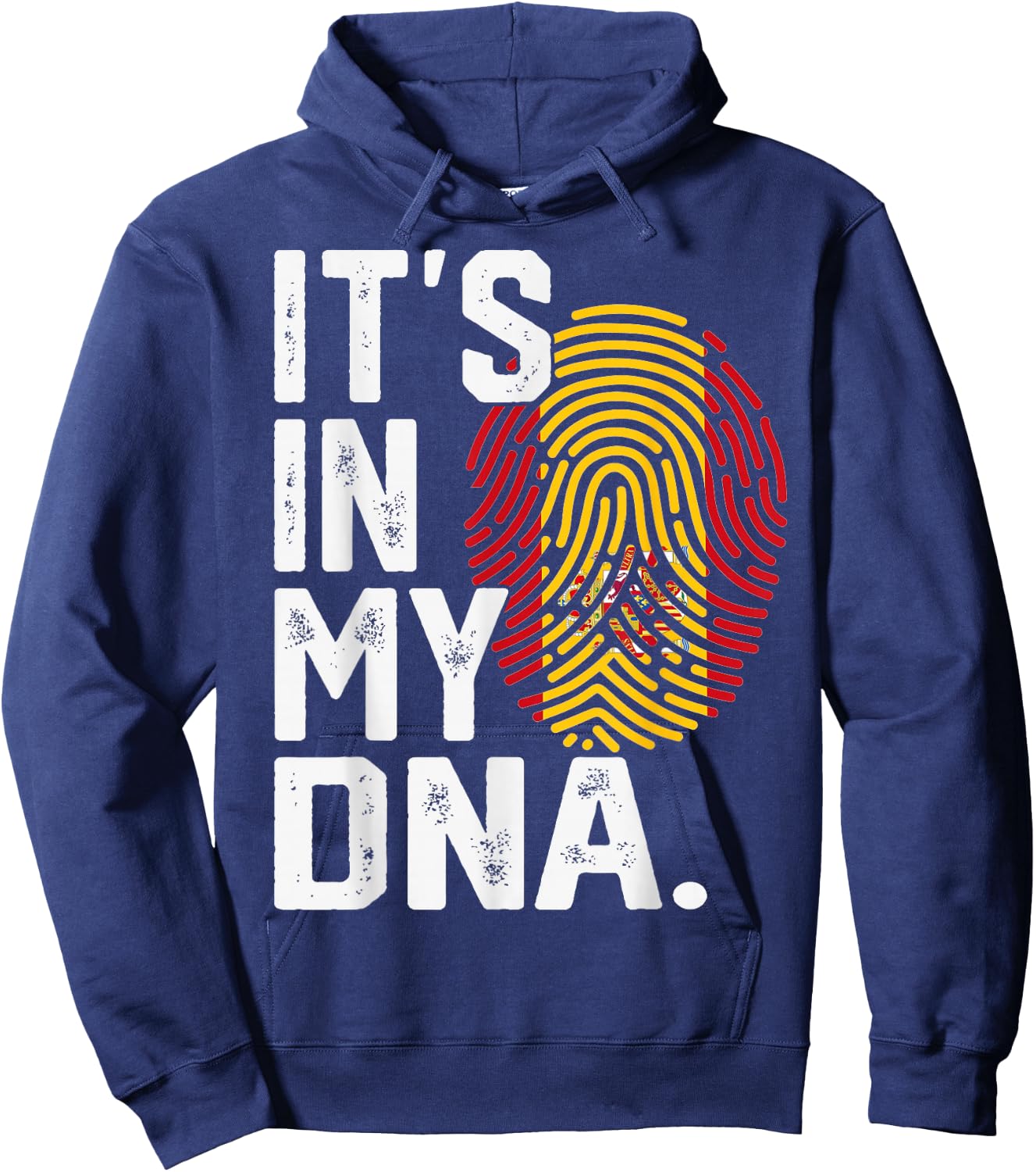 Spanien Roots Flagge Fingerabdruck Grafik Patriotisch Hoodie - Hoodie | Navy
