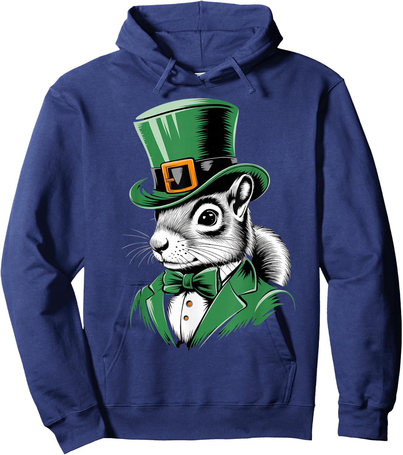 Green Squirrel shamrock on St Patricks Day Squirrel Hoodie - Hoodie | Navy