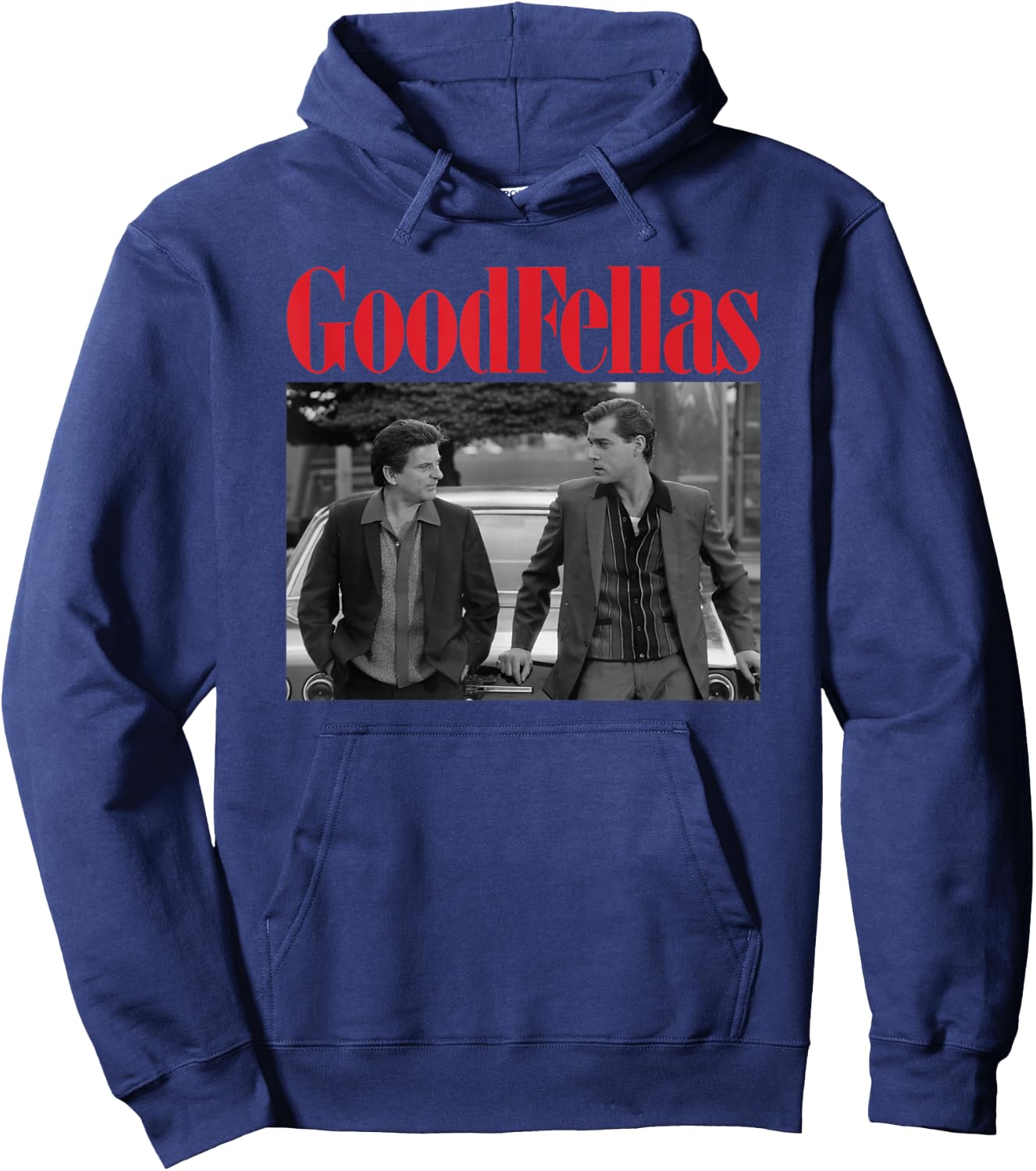 Goodfellas Herren Schwarz Cartoon Klassisch Crew-Kragen Halbarm Klein EU Klein Regular Hoodie - Hoodie | Navy