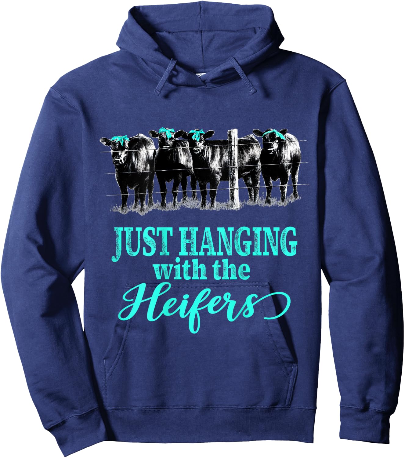 Just Hanging with the Heifers Cute Cows and Bandanas Hoodie - Hoodie | Navy