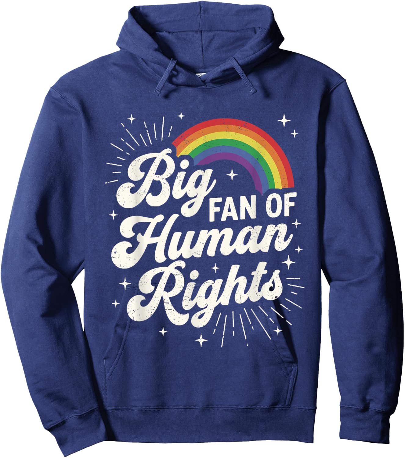 Big Fan of Human Rights Equality Retro Rainbow Hoodie - Hoodie | Navy