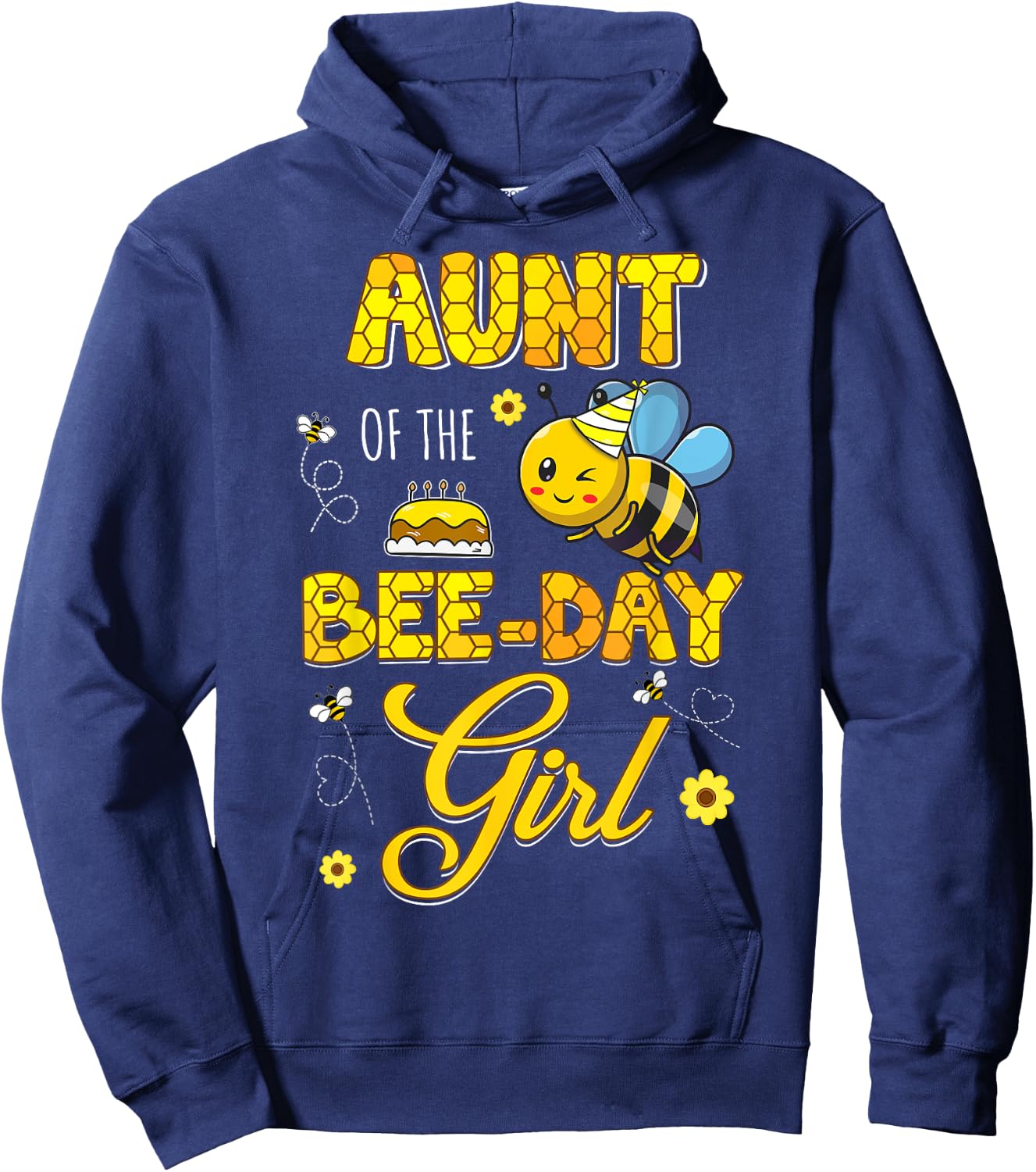 Aunt Of The Bee-Day Girl Hive Birthday Party Matching Hoodie - Hoodie | Navy