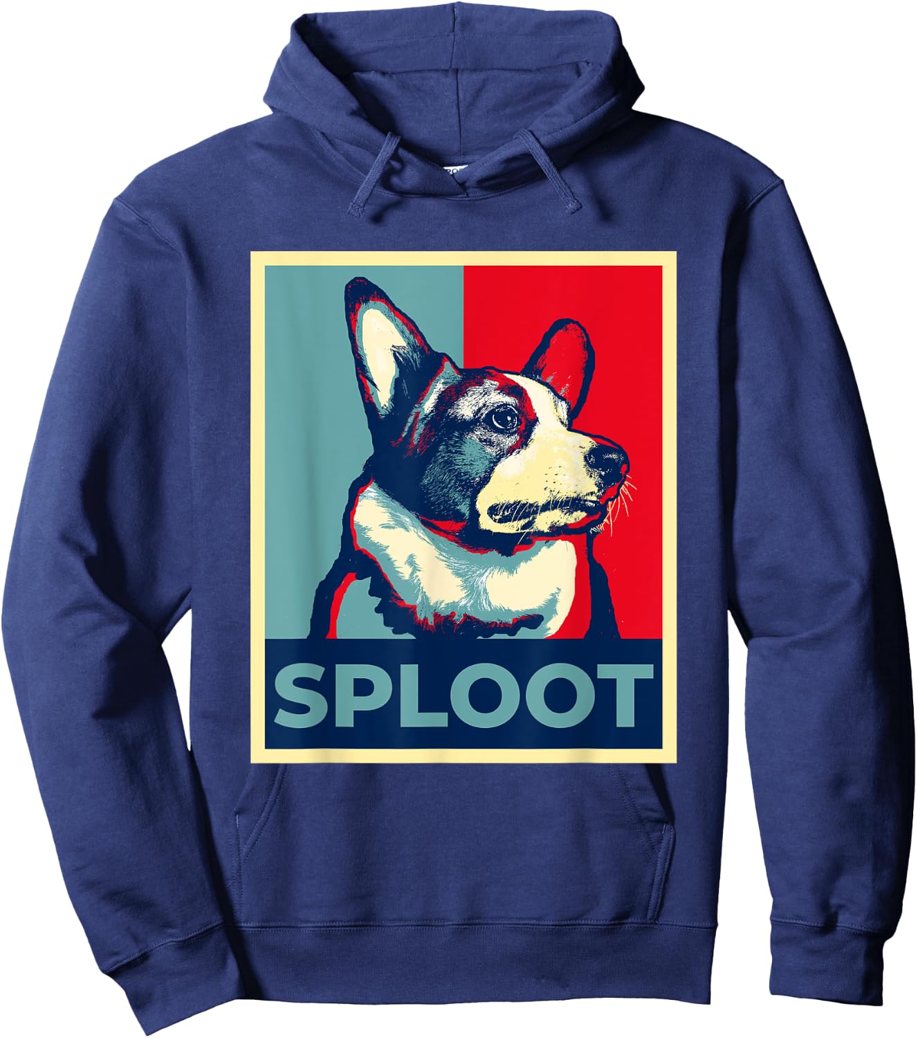 Funny Corgi Meme Sploot Election 2024 Hope Campaign Poster Hoodie - Hoodie | Navy