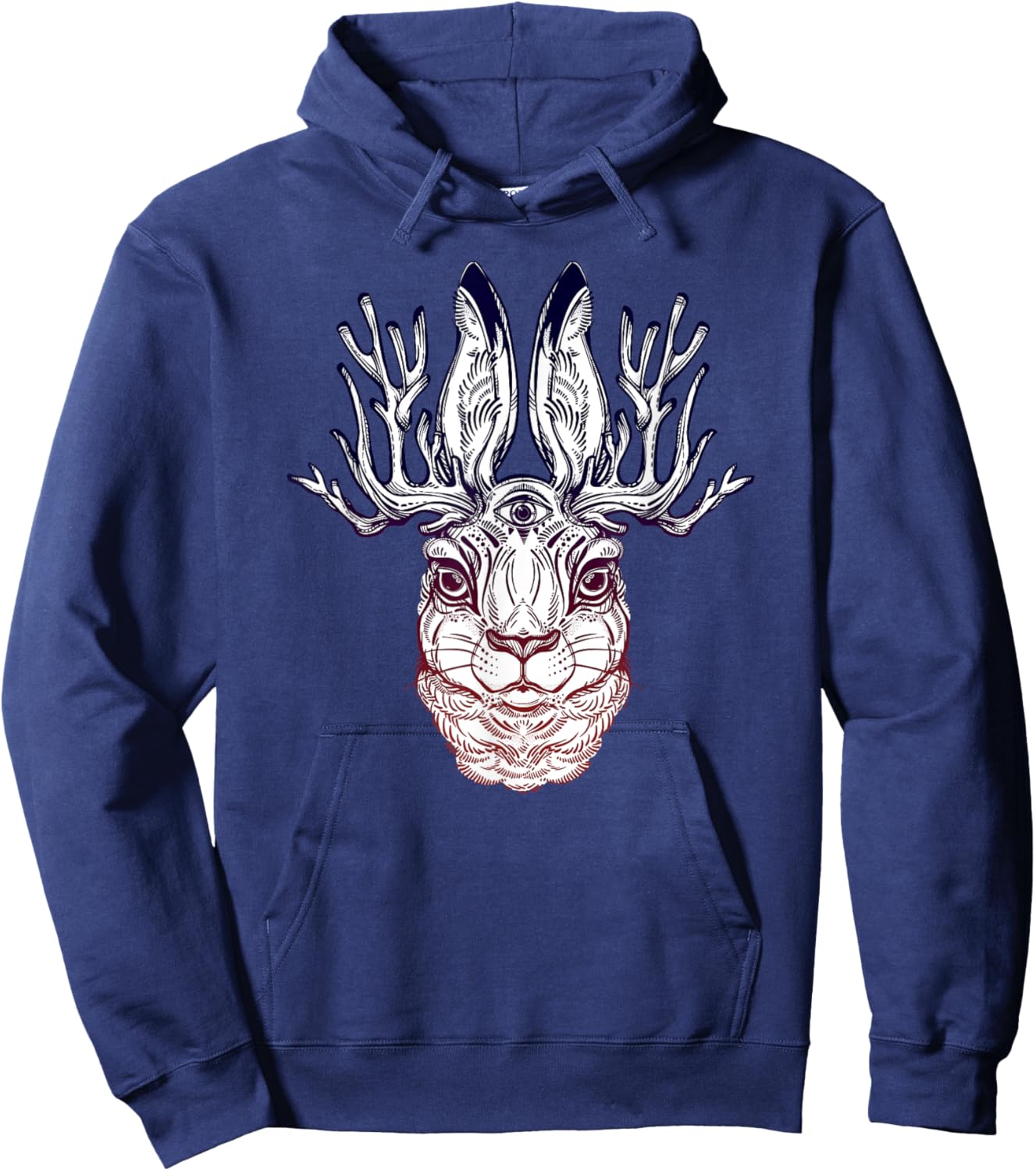 Stay Weird - Jackalope - Folklore Hare Third Eye Hoodie - Hoodie | Navy