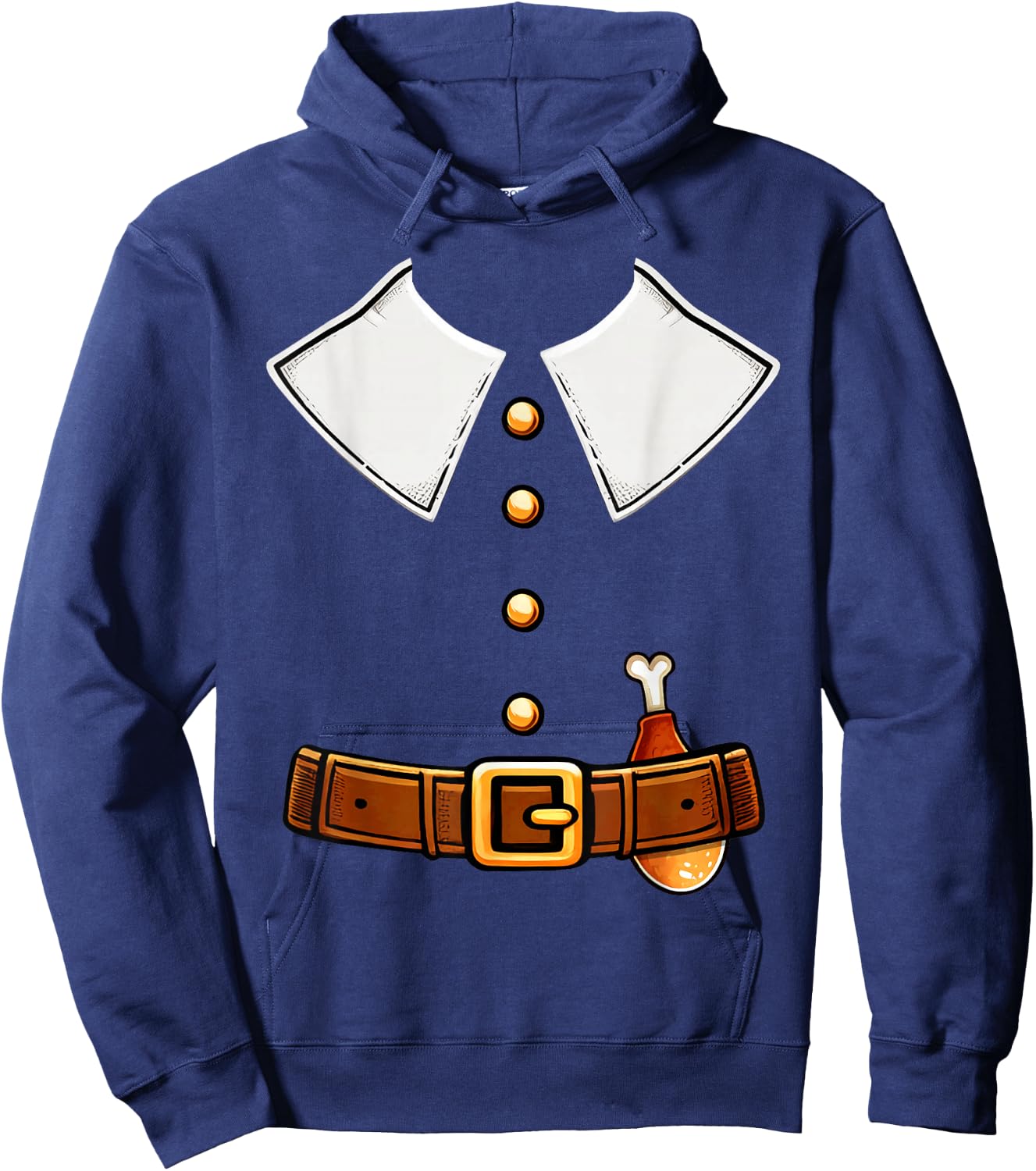 Pilgrim Costume Collar Thanksgiving Turkey Day Men Boys Hoodie - Hoodie | Navy