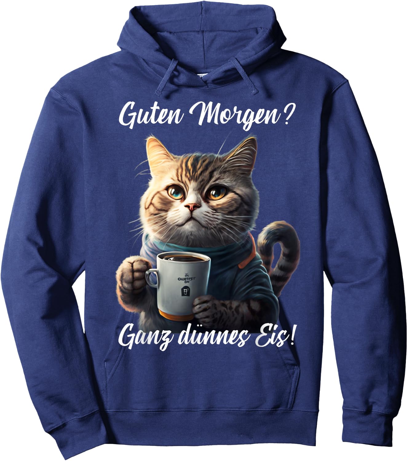 Funny Cat Sayings Good Morning Very Thin Ice Cat , black Hoodie - Hoodie | Navy