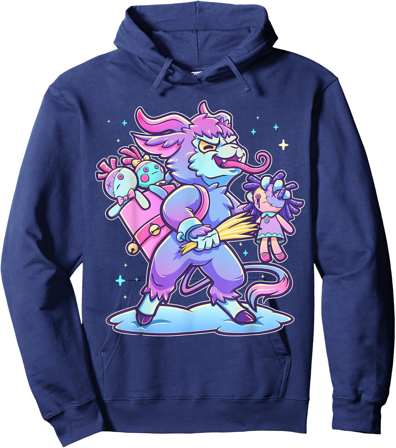 Pastel Goth Krampus Creepy Germanic Christmas Demon Horror Hoodie - Hoodie | Navy