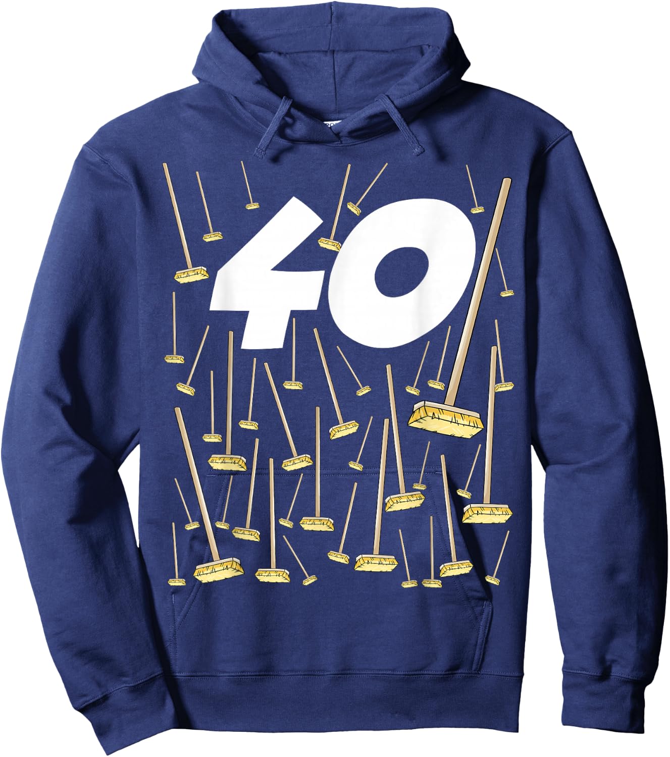 Birthday 40 Years 40 Broom Humour Man Woman , Black, S Hoodie - Hoodie | Navy